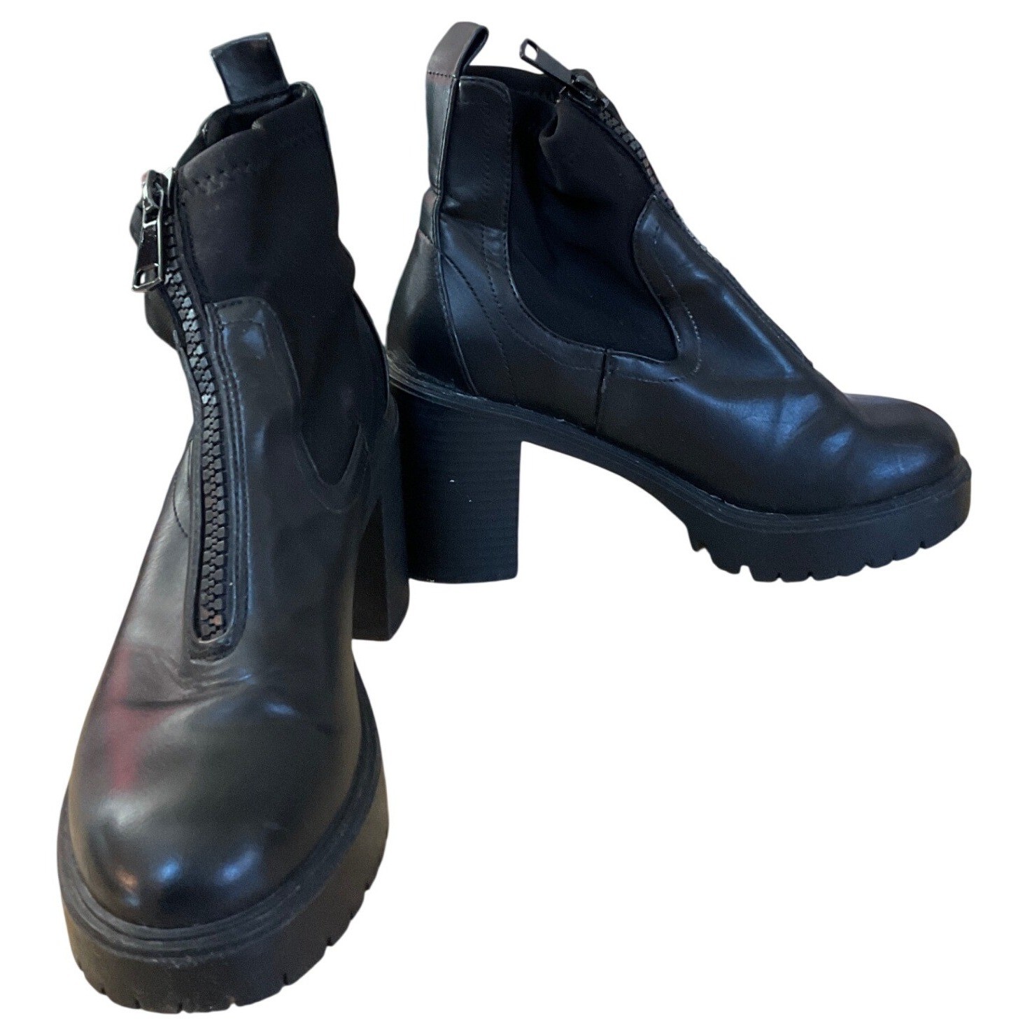 Madden Girl Truffle Front Zip Boots Goth Grunge Edgy Chunky Platform 7M Biker