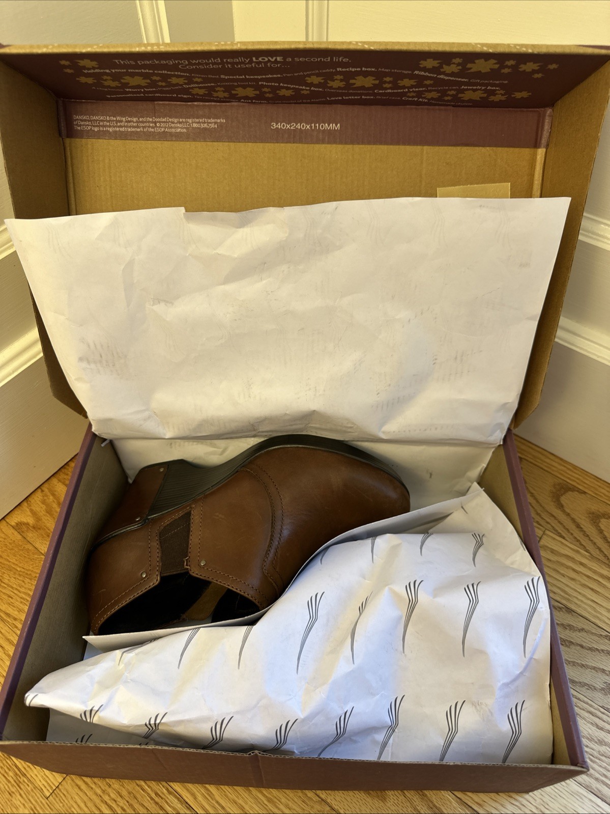Dansko Florence Antique Full Grain Brandy Brown Boot Bootie size 40 w Box Used