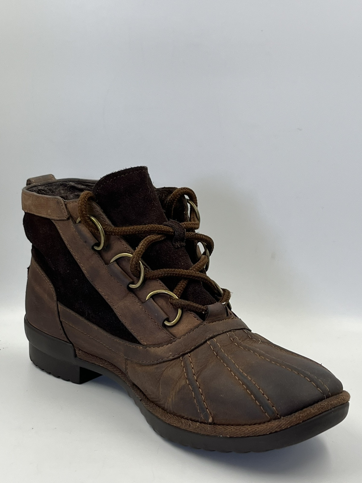 Ugg Boots Heather Brown Distressed Leather Duck Boots Women’s Size 8/39 M
