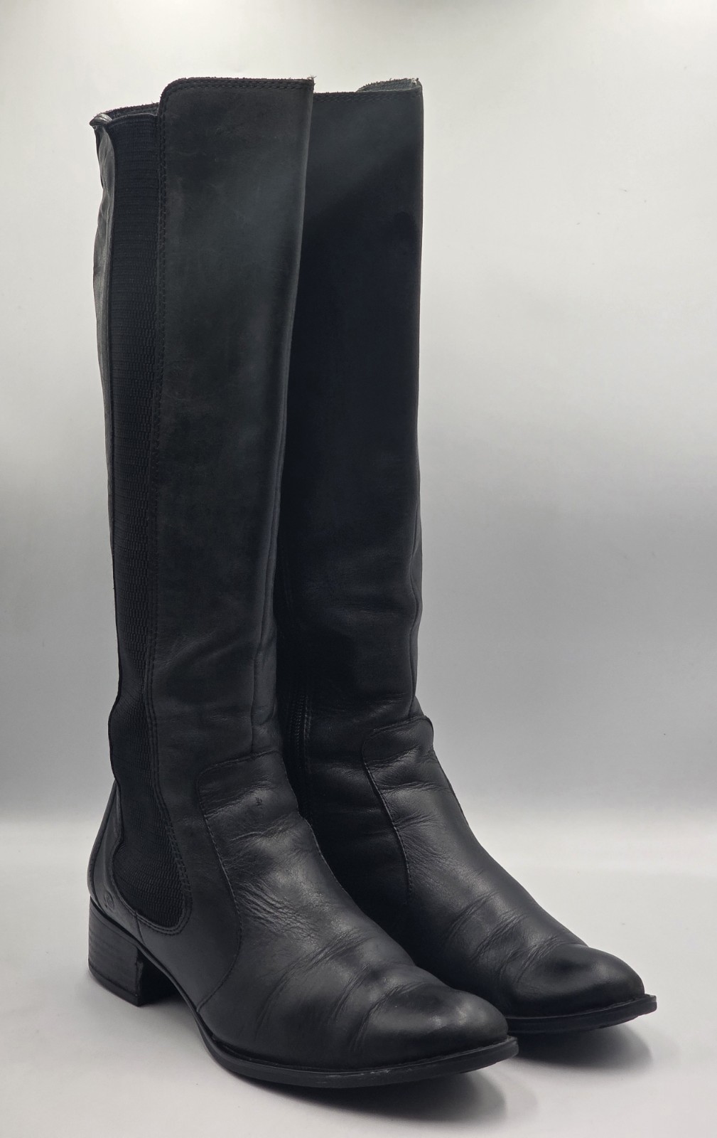 Børn Valentina Womens 8.5 Black Leather Knee High Riding Boots B51403 Comfort