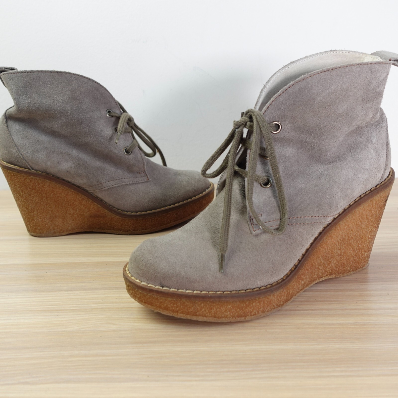 Y2K Western Wedge Boots Shoes Booties 6 Gray Indie Italian Serafini Etoile 36