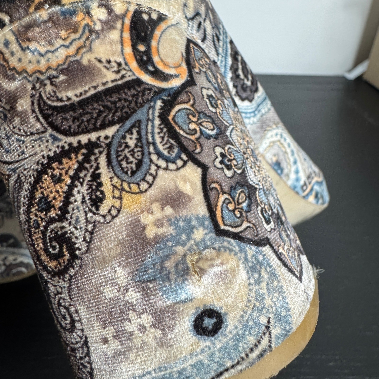 Jeffrey Campbell Paisley Velvet Block Heel Sock Booties Womens 8.5 Multicolor