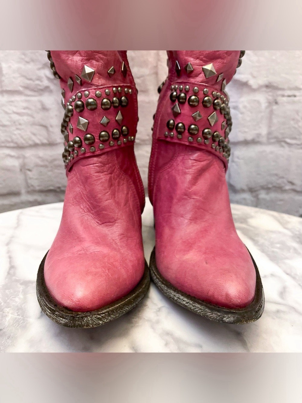 Old Gringo Belinda Studded Tall Boots Pink 5.5B EUC