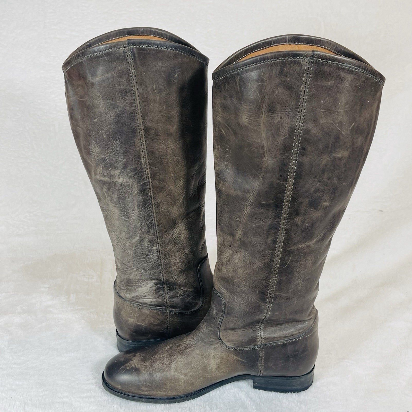 Frye Melissa Button 2 Women’s Size 7.5 B Dark Taupe Leather Boots Brown Gray