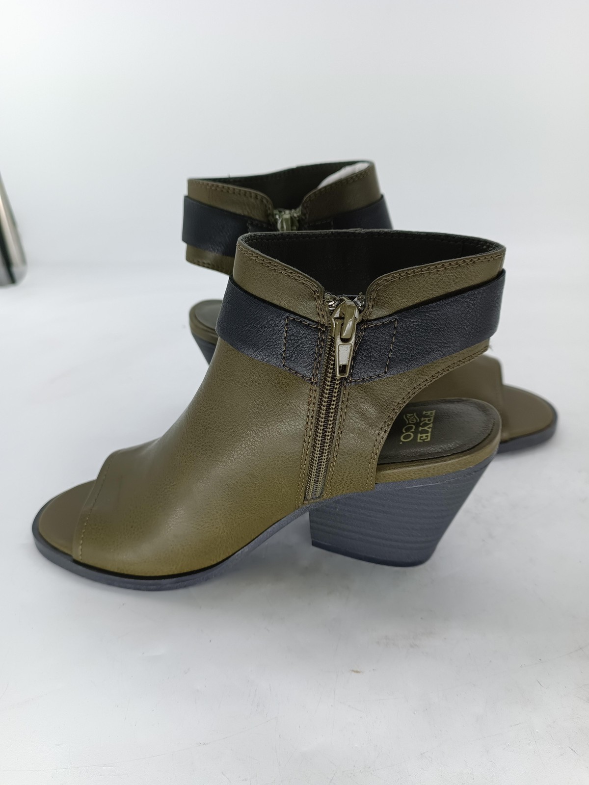 Frye & Co Boots Womens 6 Green Giavanna Open Toe Ankle Wedge Booties Zip s4