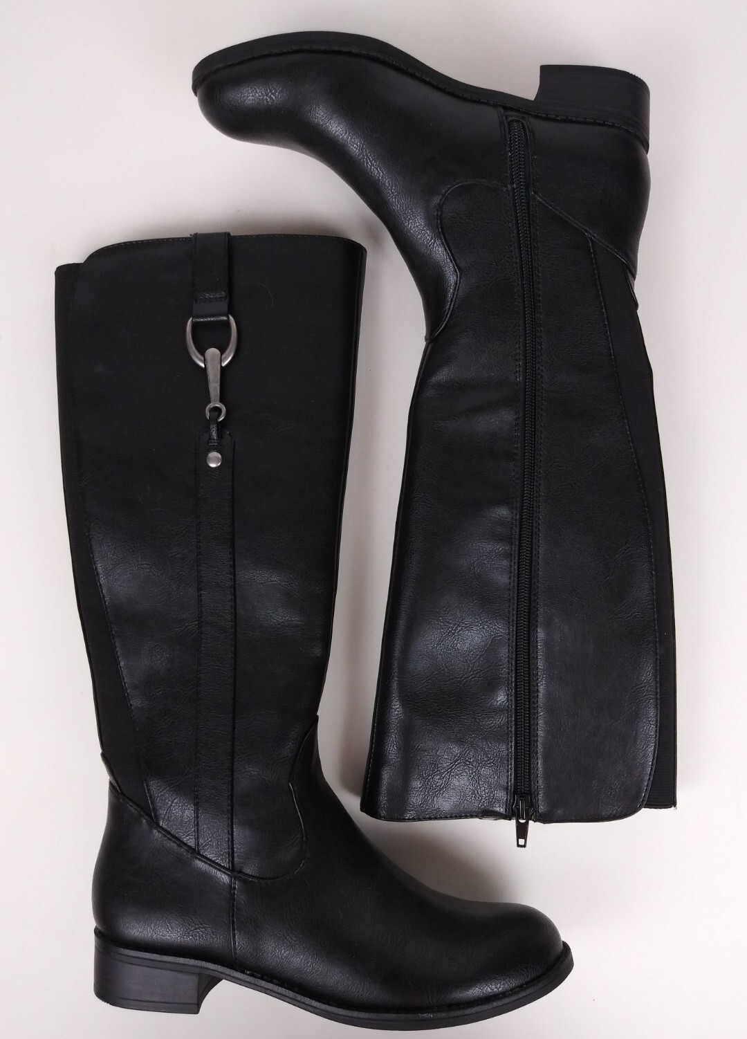 LifeStride Simply Comfort Sikora Riding Boots 6 Black Side Zipper Stretch