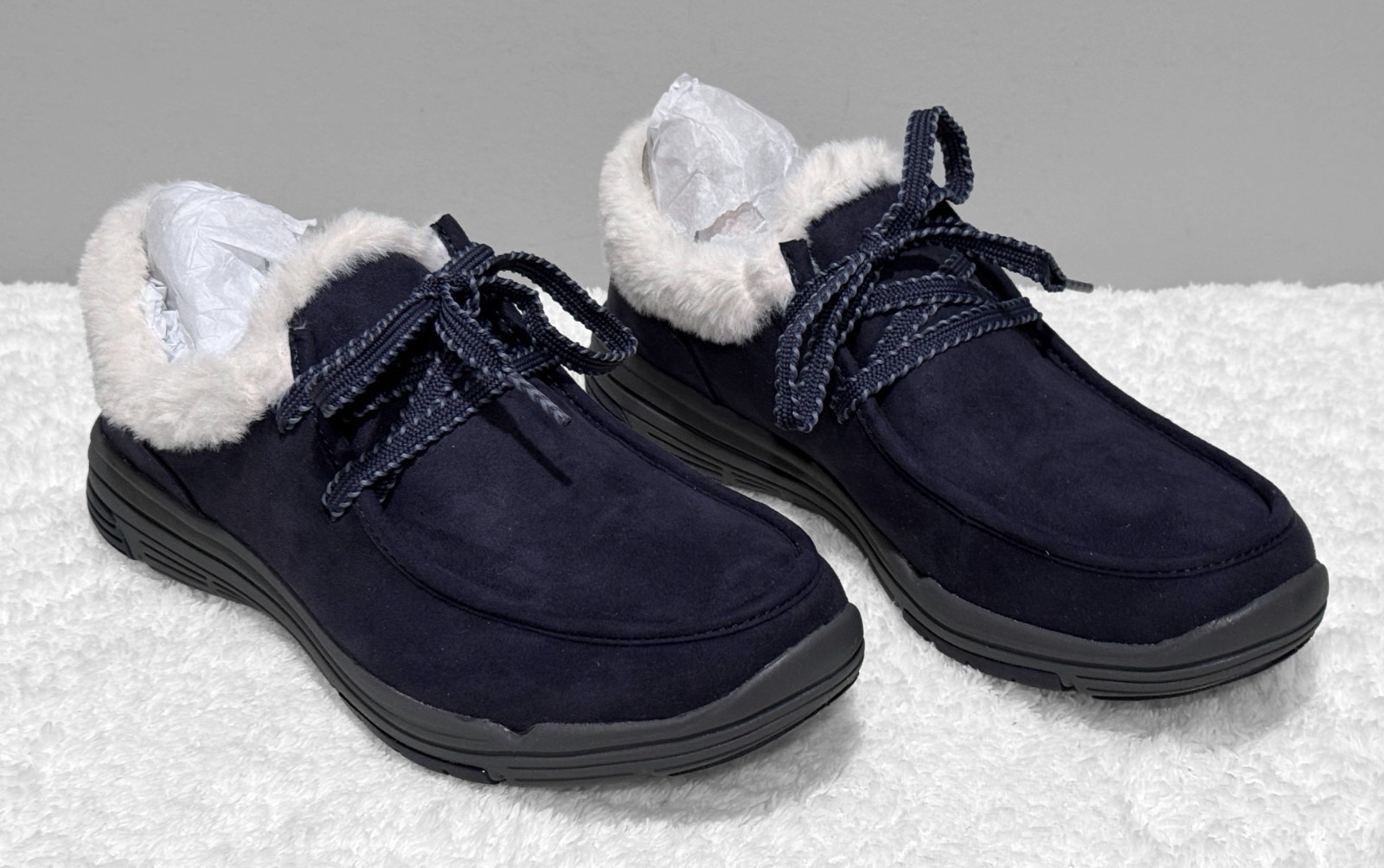 RYKA Avid Lace-Up Faux Fur Ankle Boots – Academy Blue – Women’s US 7/EU 37 -NIB