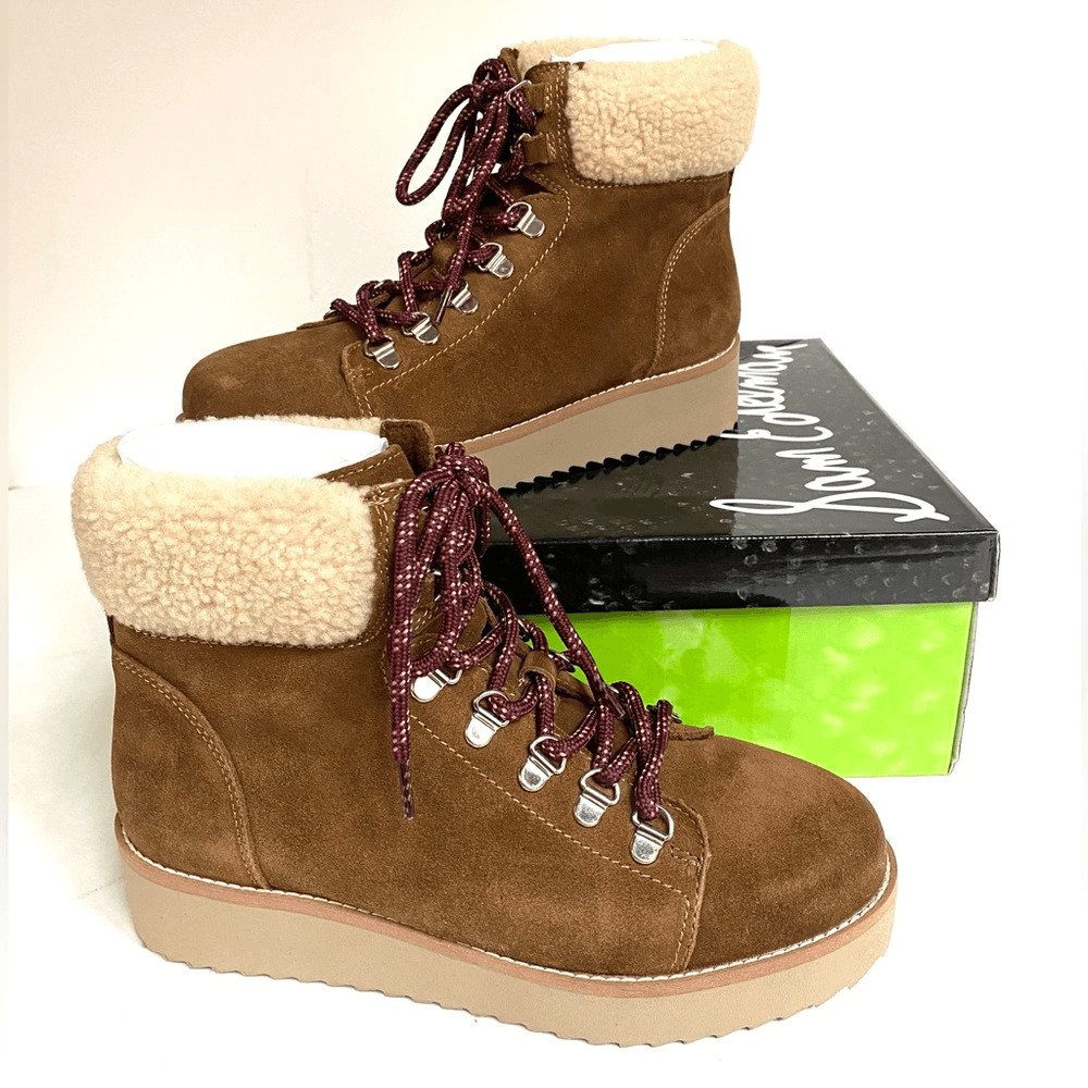 Sam Edelman Franc Suede Hiker Ankle Boots Womens 7.5 Brown Platform NIB