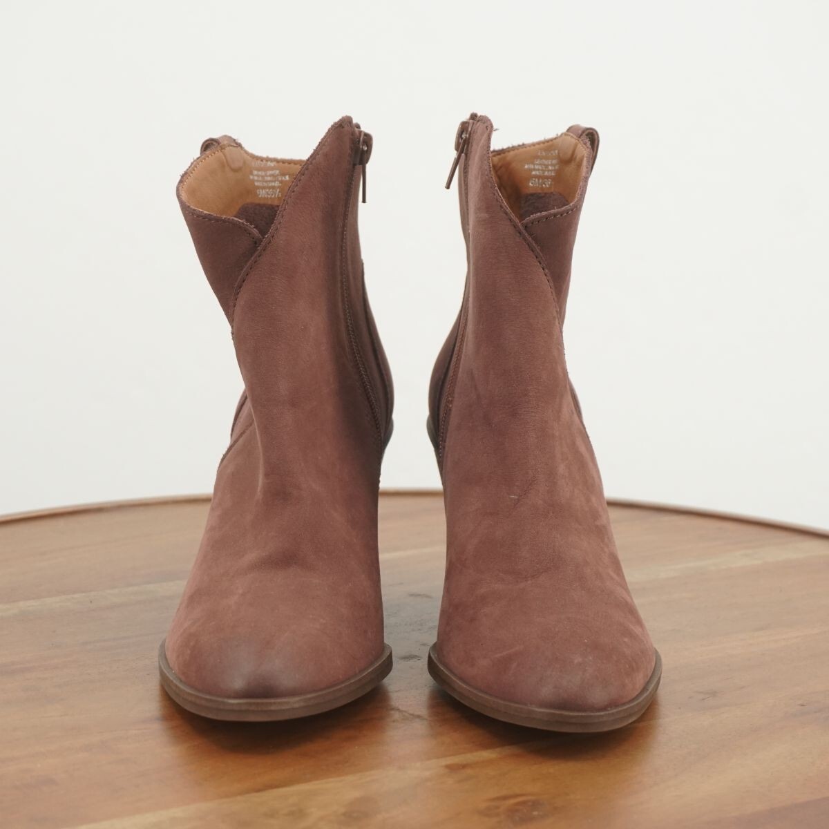 Lucky Brand Womens Loxona Boots Western Block Heel Mauve Pink Flynt Leather 6M