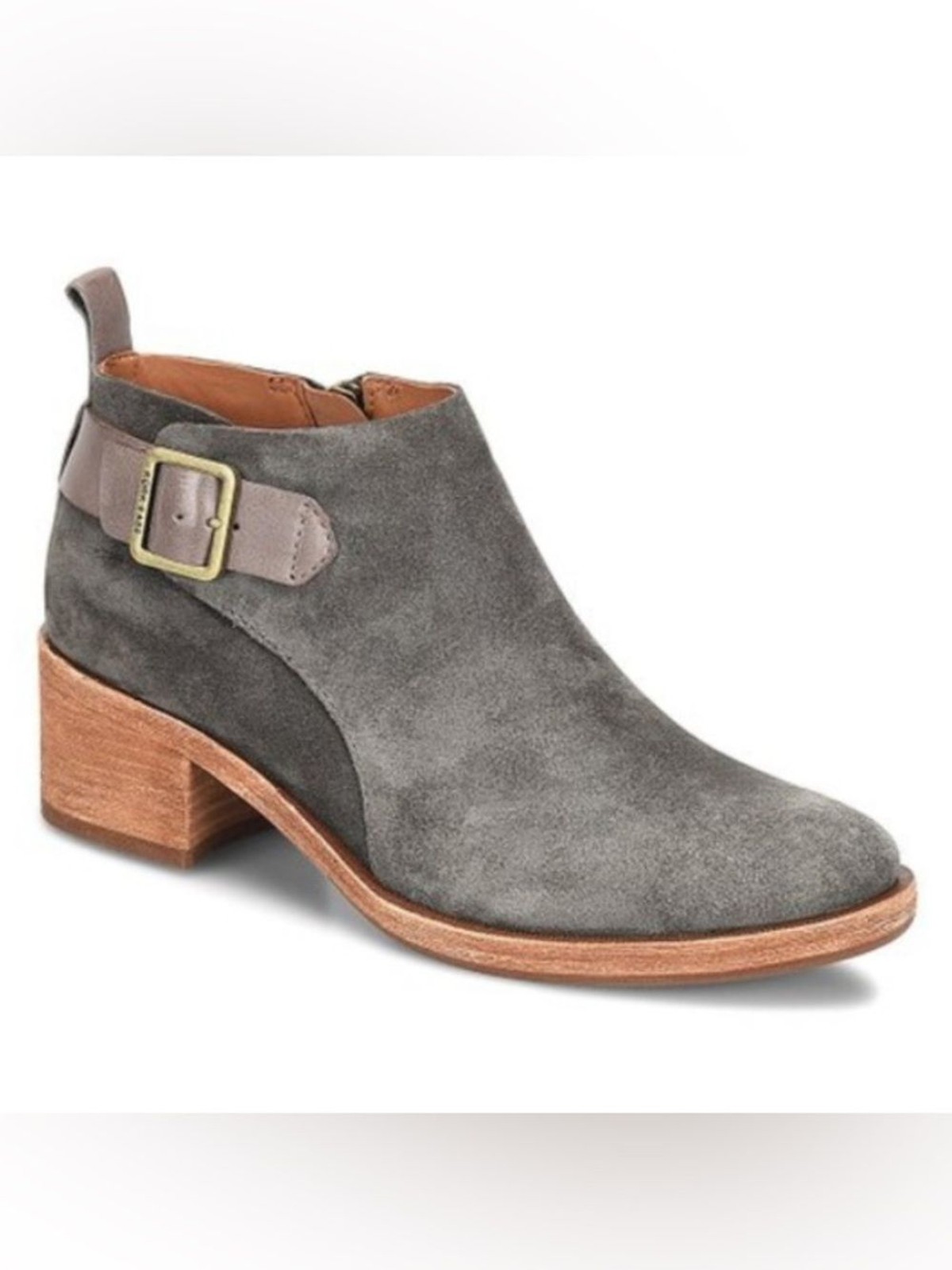 Kork-Ease Mesa Grey Suede and Leather Comfort Ankle Boots with Buckle Size 7.5 M