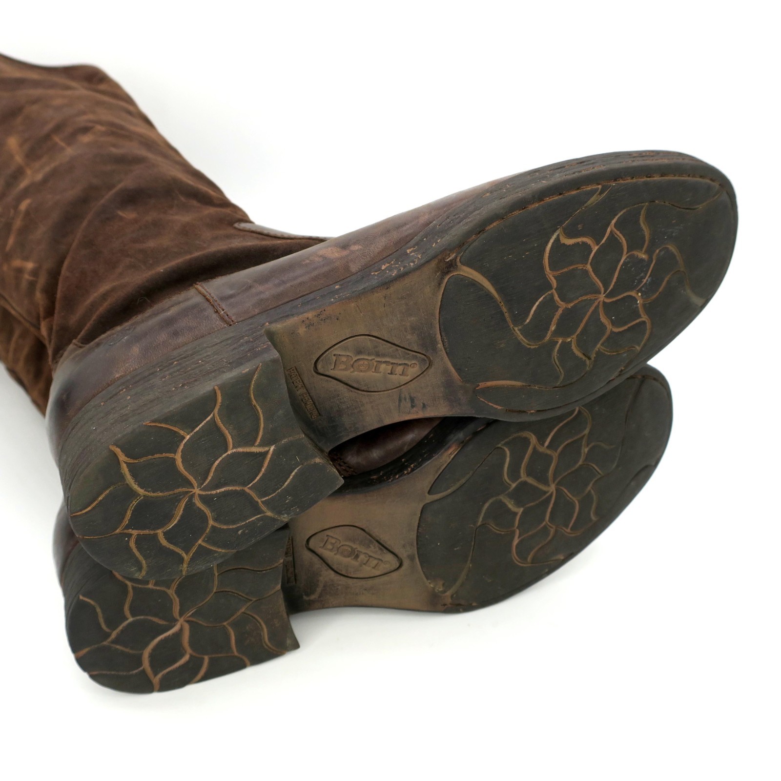 BORN Distressed Brown Leather Women’s Laguna Leather Knee High Riding Boots 9.5M