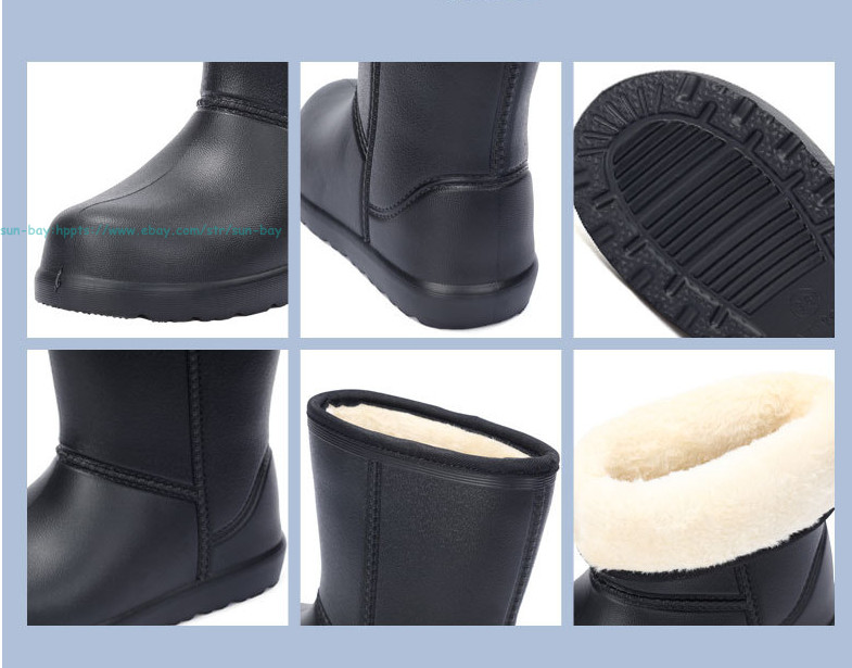 Men Women Waterproof Boots Warm Fleece lined Shoes Winter Fishing Rain Boots EVA