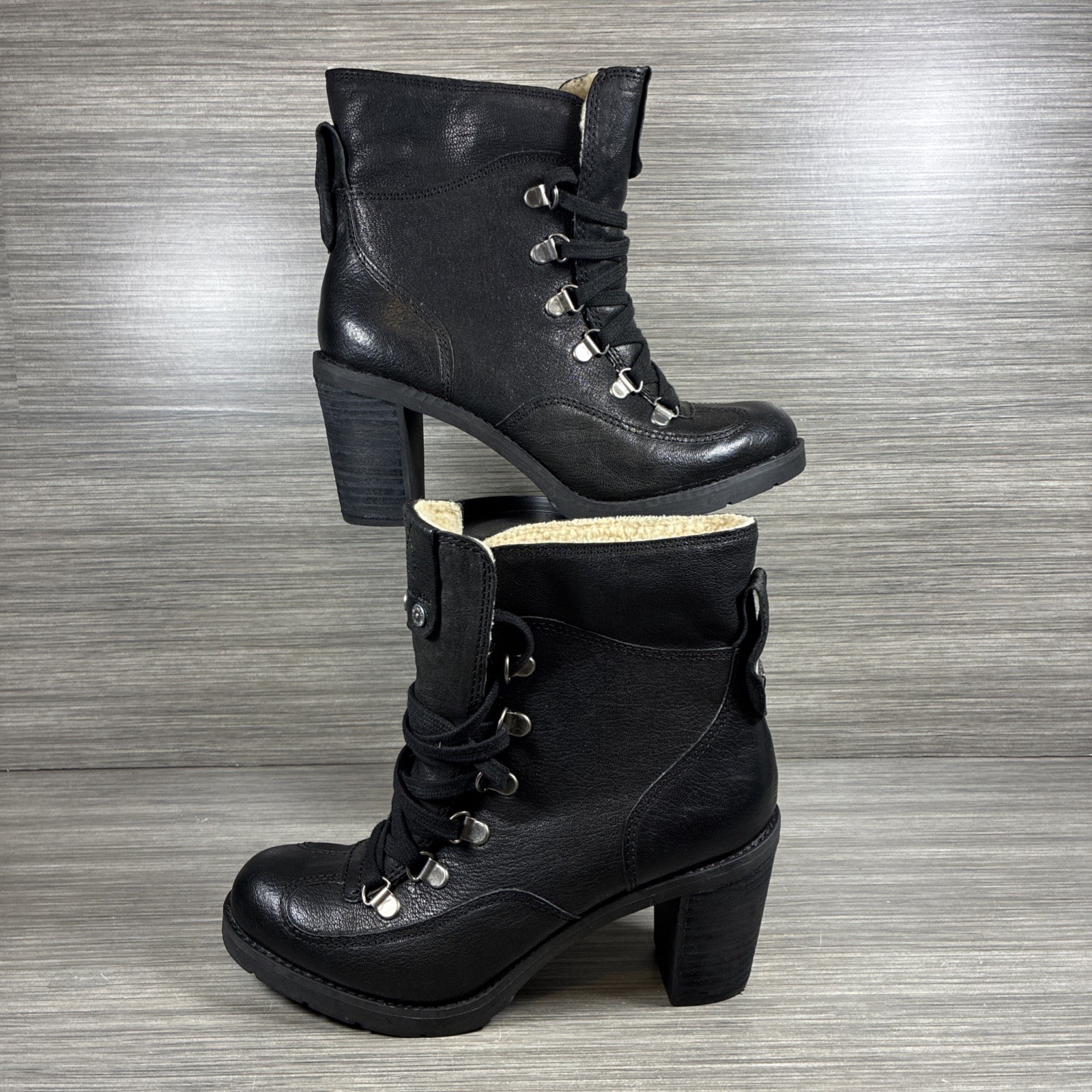 Womens Size 7 – Calvin Klein Black Ankle Boot Annabel R7902 Sherpa Fleece Lining