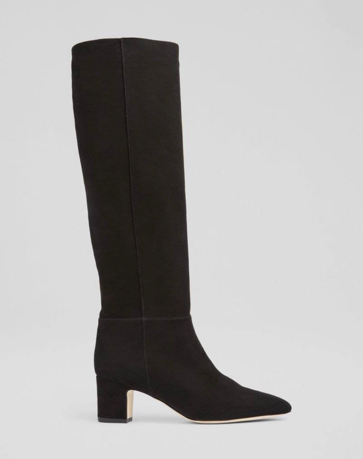 LK Bennett Alessia Black Suede Knee High Pointed Toe Pull On Boots EU 41