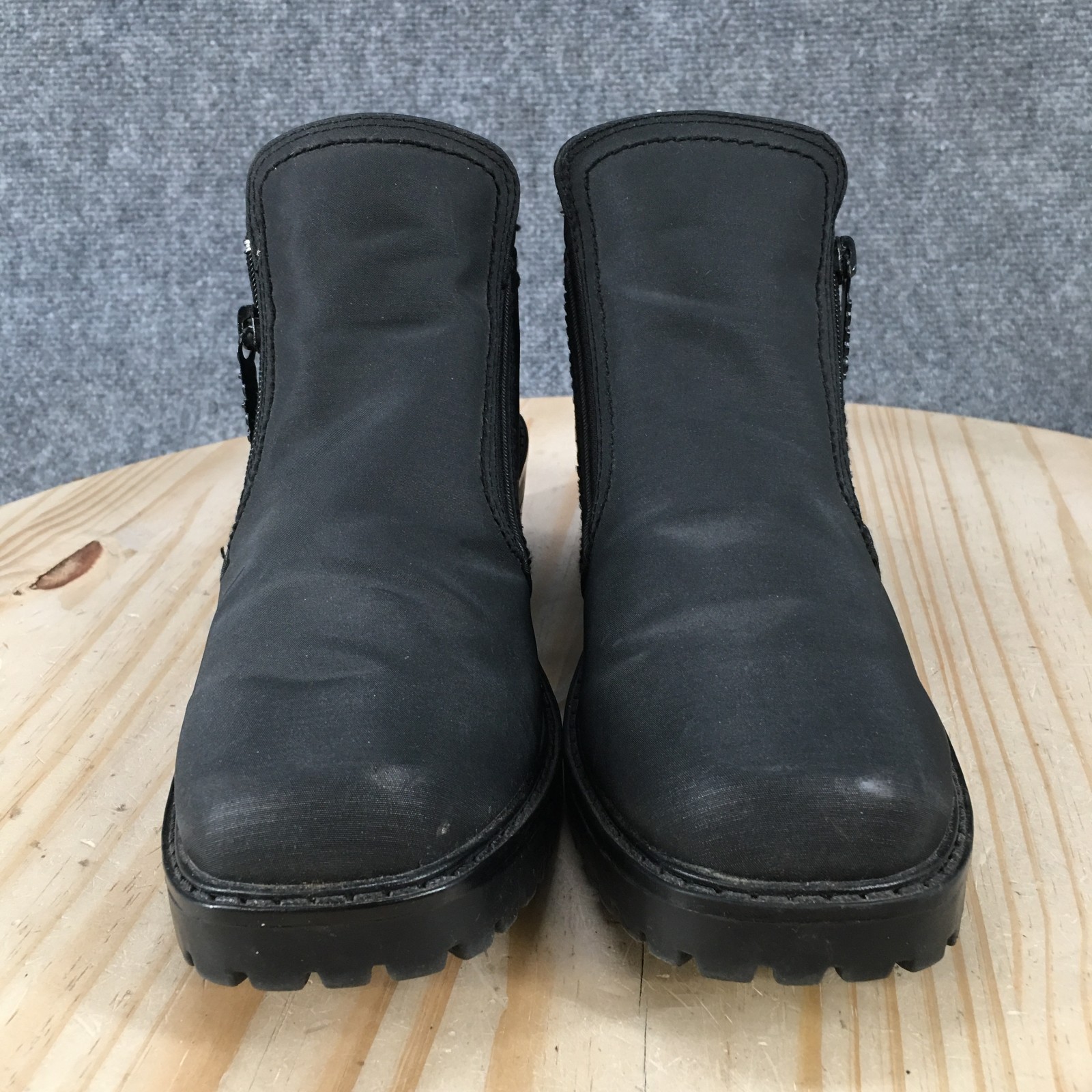 Totes Jill Boots Womens 8 M Ankle Bootie Comfort Block Heels Faux Leather Black