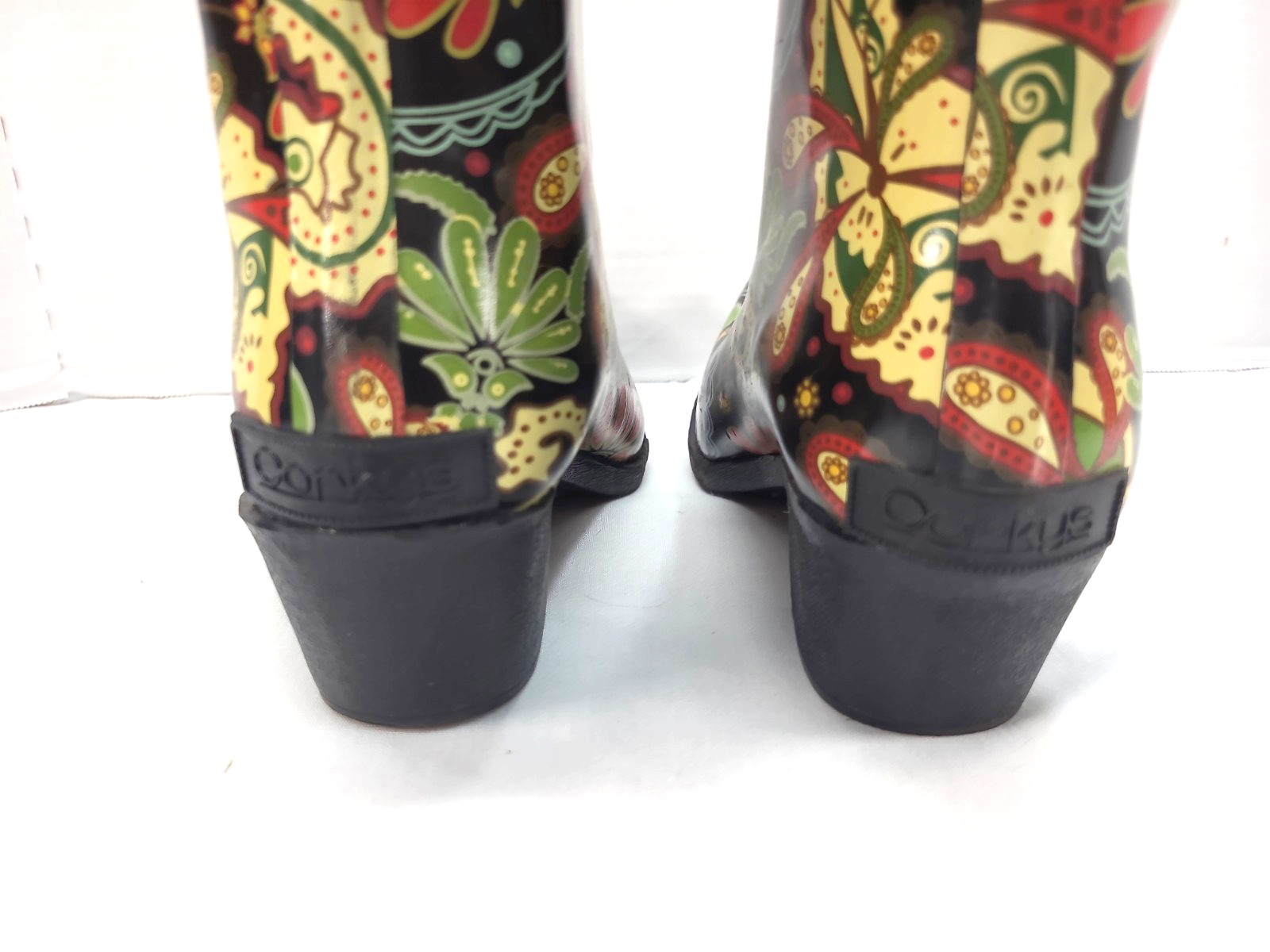 Corky’s Rain Boots Women’s Size 8 Paisley Western Cowboy Rodeo Artsy