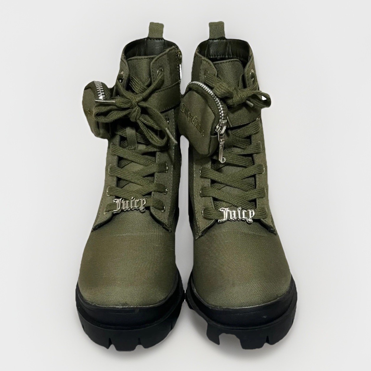 Juicy Couture Women’s Quentin Combat Boots Olive Green Fashion Boots Size 10