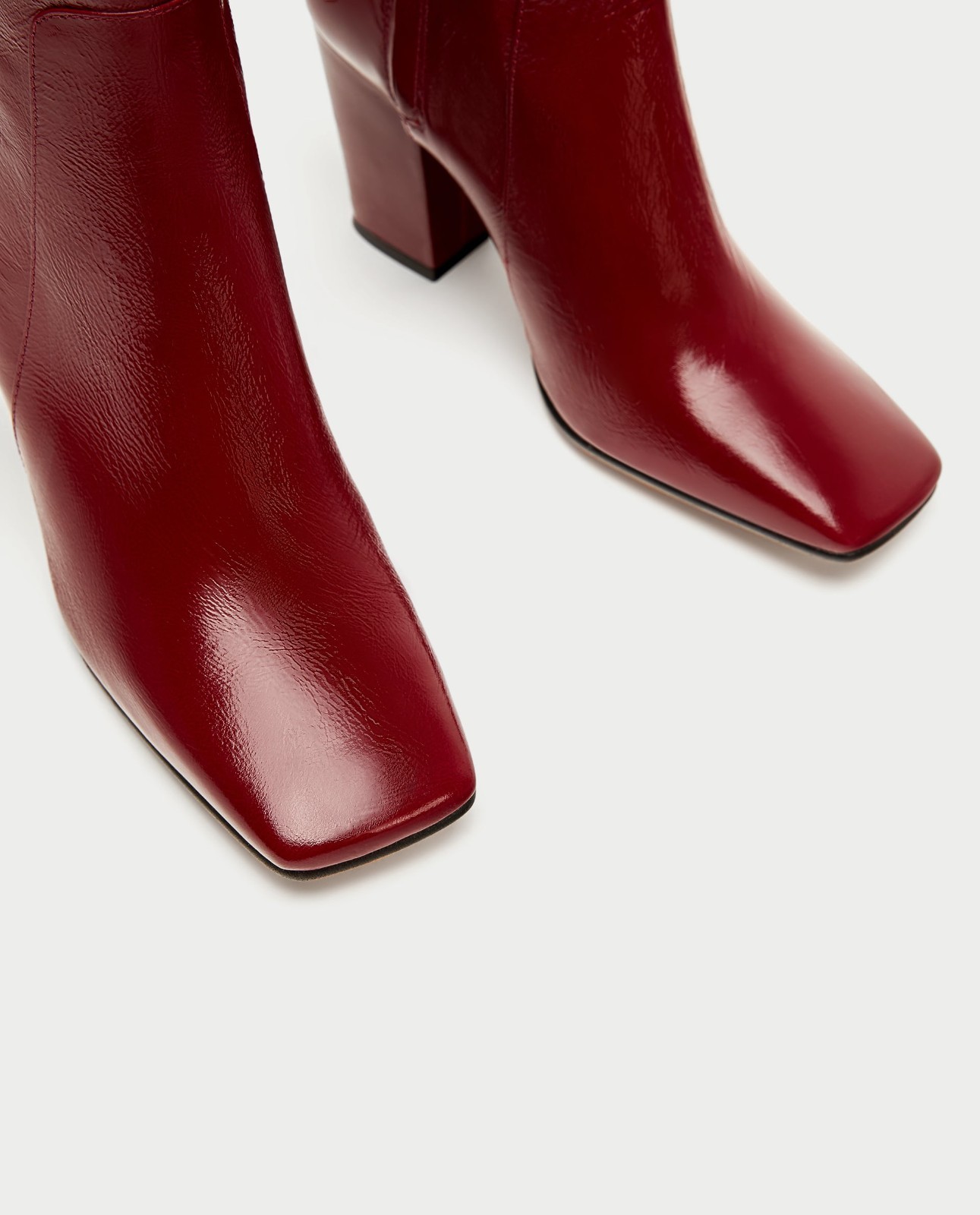 ZARA Women’s Red Leather Square Toe Ankle Boots EU 40 NWT 6900/201