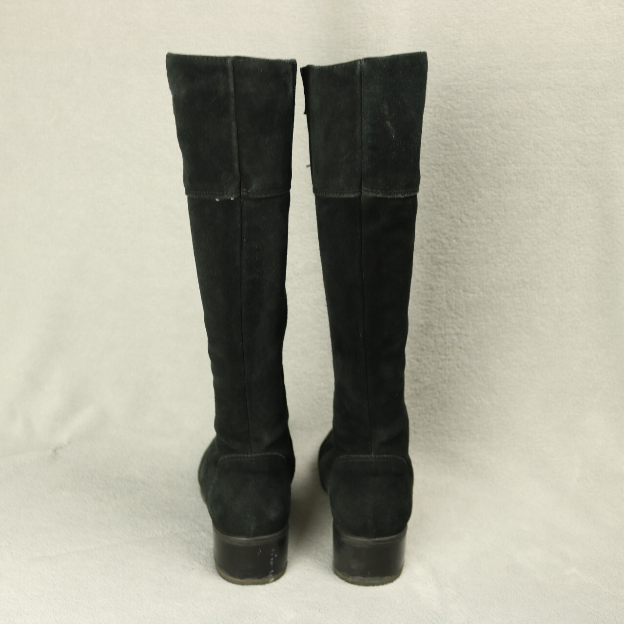 La Canadienne Suede Classic Riding Boot Knee High 1.9″ Heel Side Zip Black 8.5
