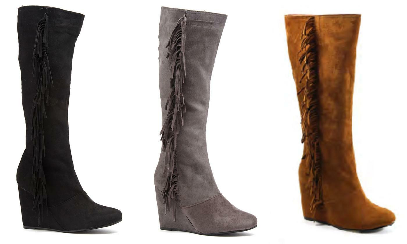 bucco Capensi Paz-Fashion Fringe Wedge Boots ~New In Box- Choice of 3 colors