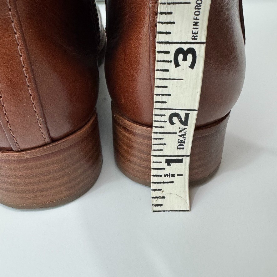 Tory Burch Riding Boots 6M Nadine Brown Leather Gold Hardware Logo