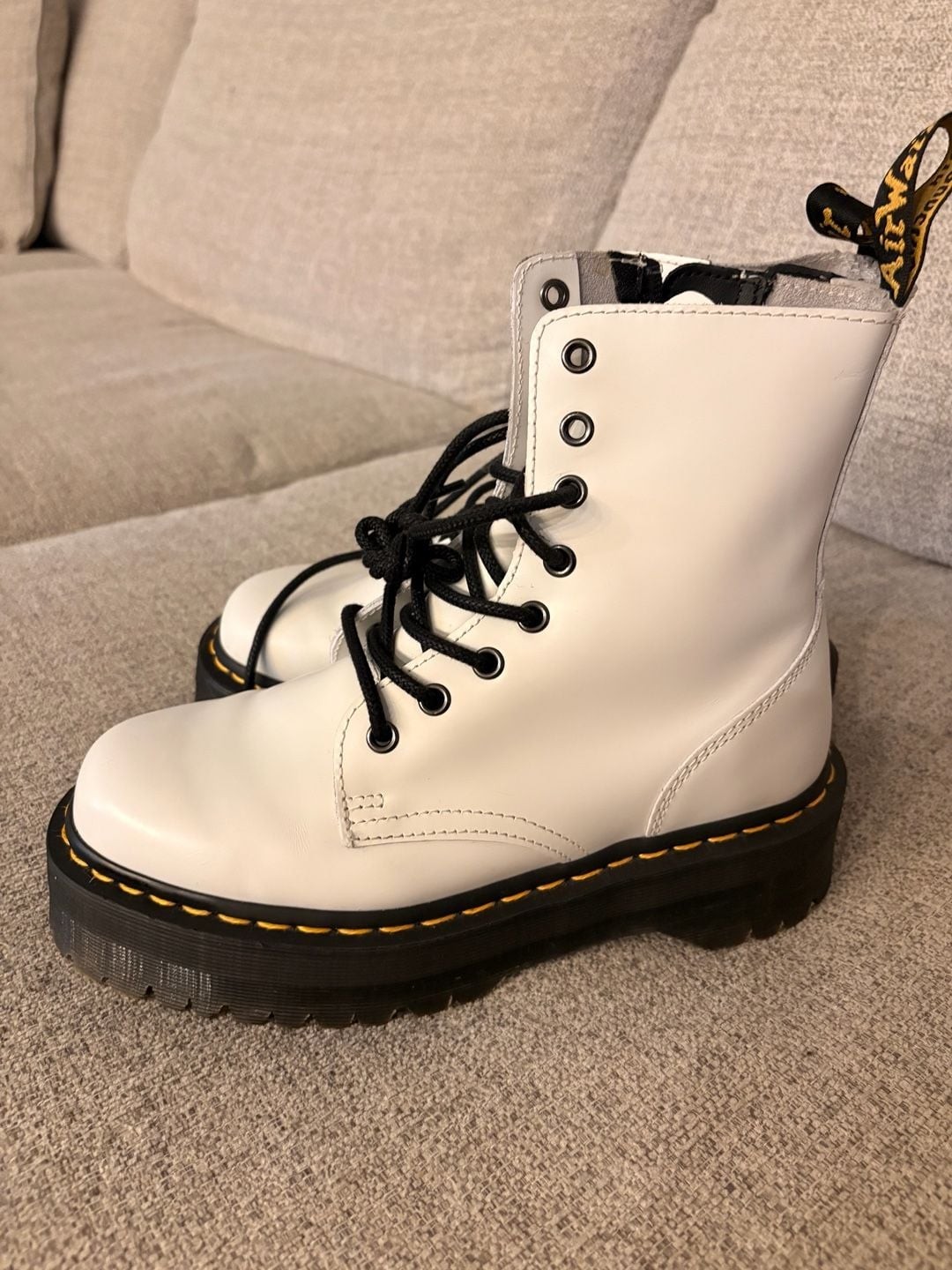 Dr. Martens Jadon Platform 8-Eye Combat Boots in White
