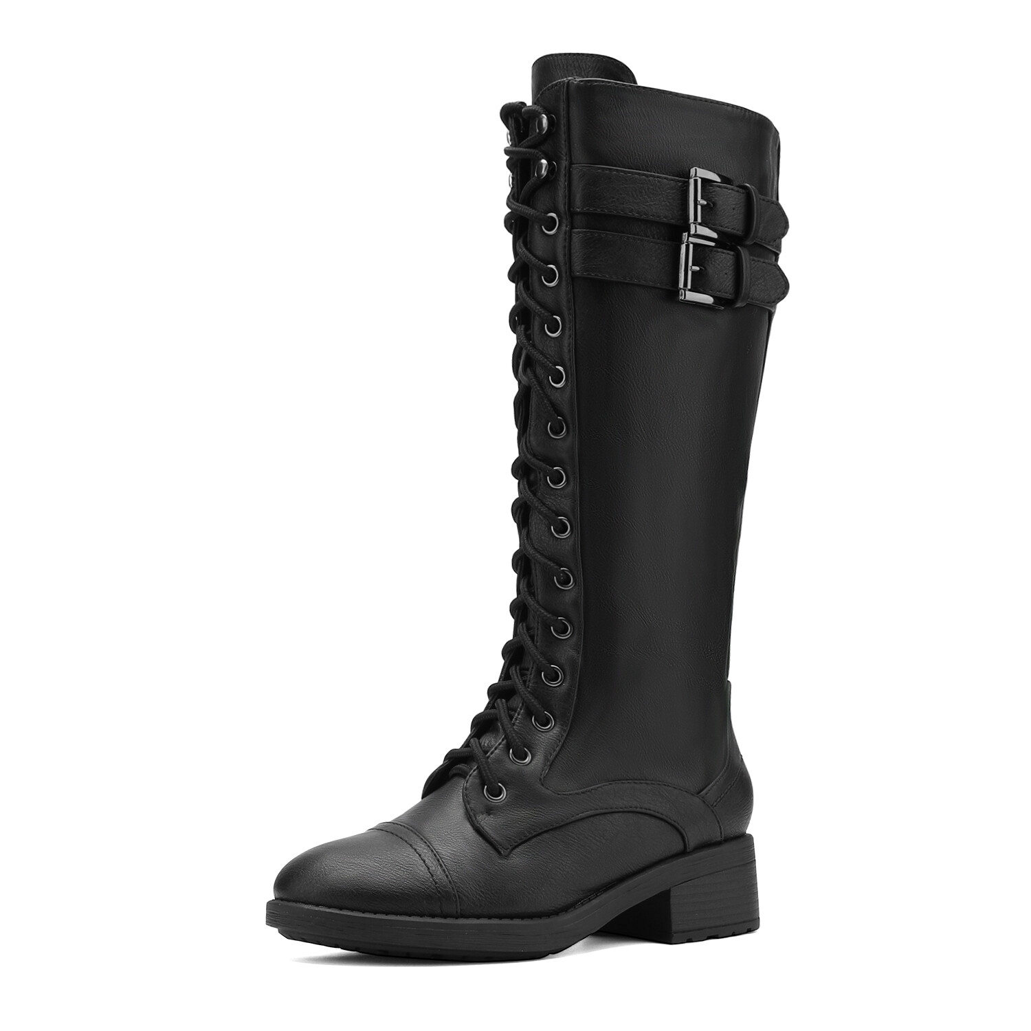 Women Faux Fur Lined Knee High Riding Combat Boots Shoe US 5-11
