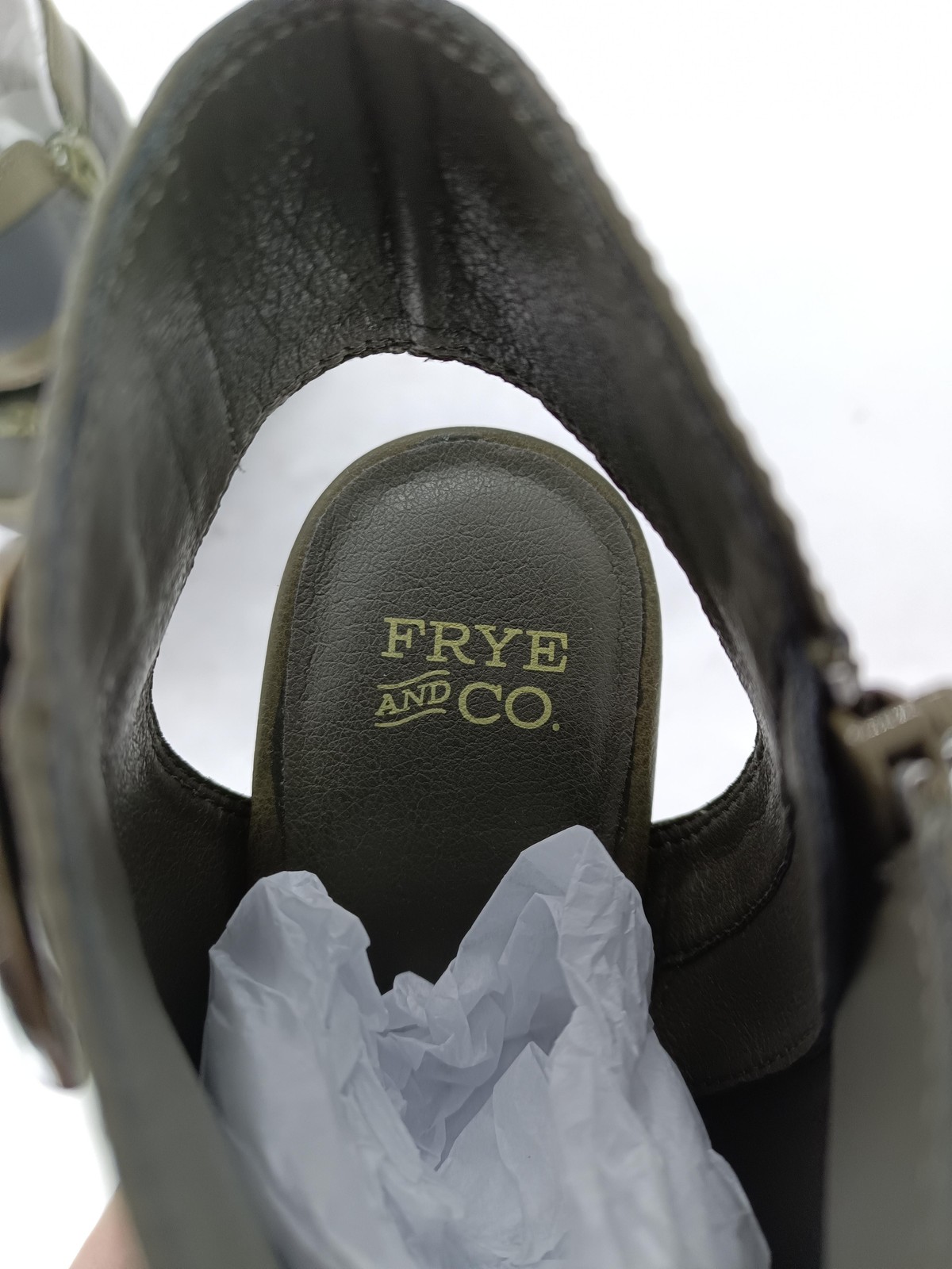Frye & Co Boots Womens 6 Green Giavanna Open Toe Ankle Wedge Booties Zip s4