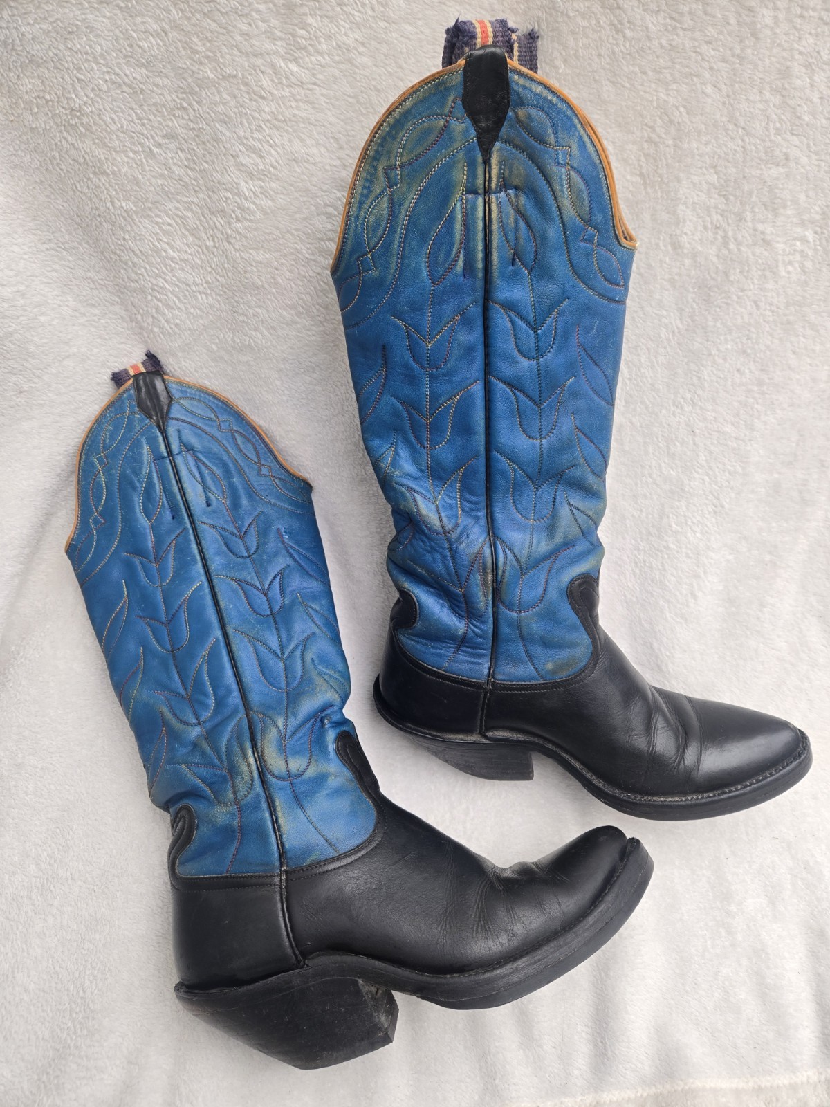 Rare Vintage Bowman’s Wilson Cowboy Boots Yellowstone Blue Black Men 8 N / W 9.5