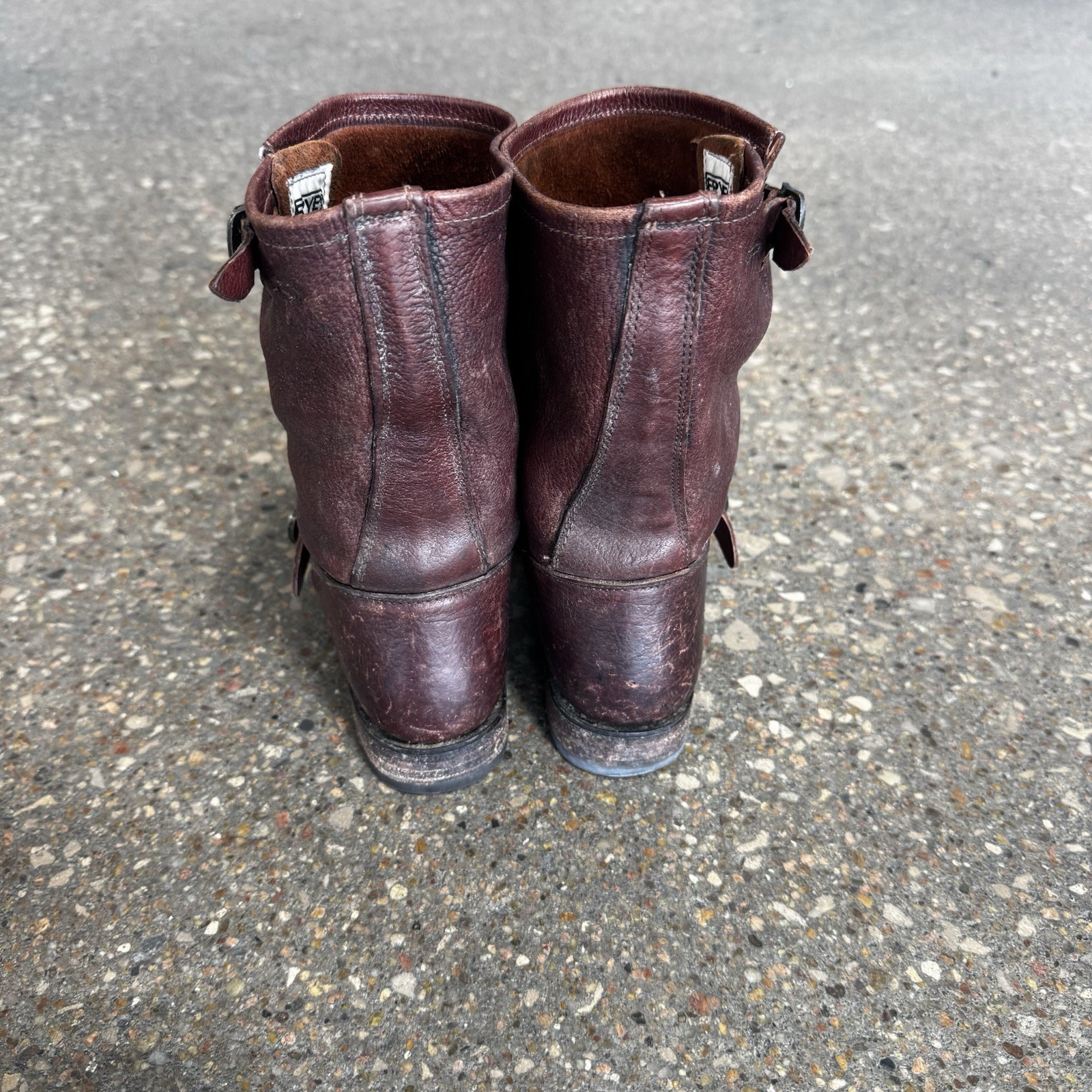 Frye Veronica Slouch Boots Dark Brown Leather Buckle Engineer Womens 8 B