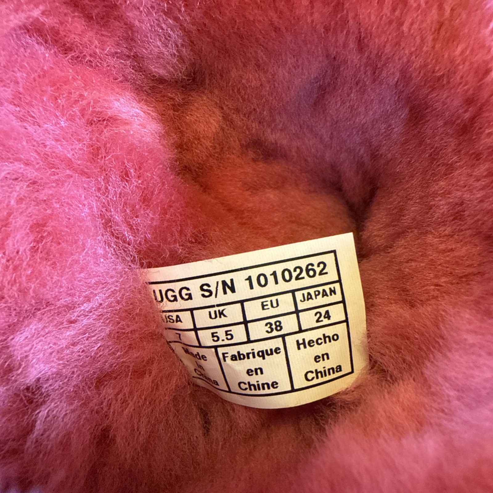 UGG Australia Classic Short Boots 1010262 Pink Berry Striped Heel Womens US 7