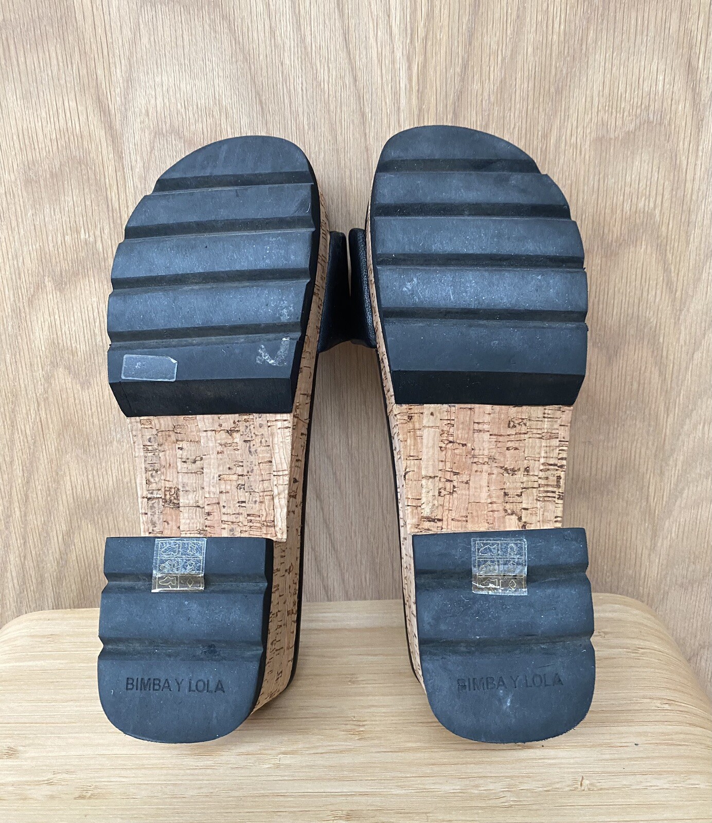 Bimba y Lola Leather x Cork Platform Heels. They Are Super Light And CSize EU 38