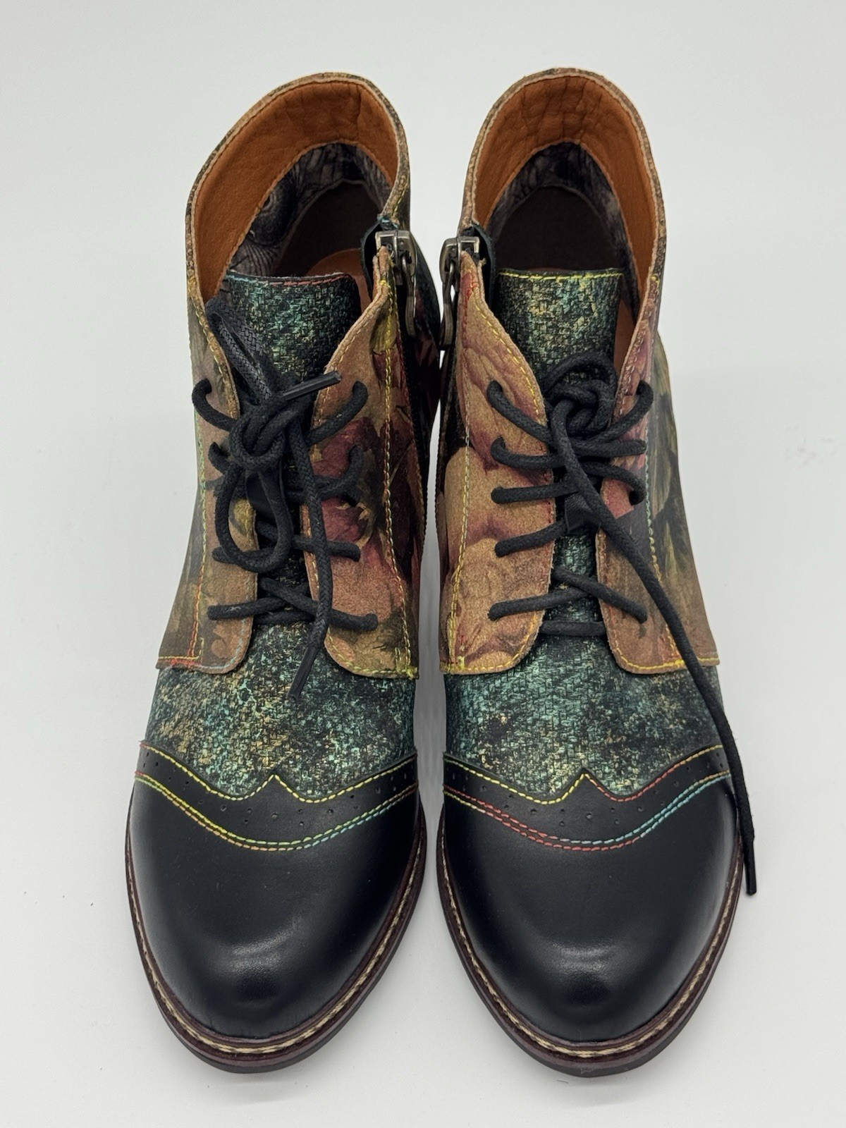 L’ARTISTE by SPRING STEP Ankle Boots Booties FLORAL Sz 38 New Without Box