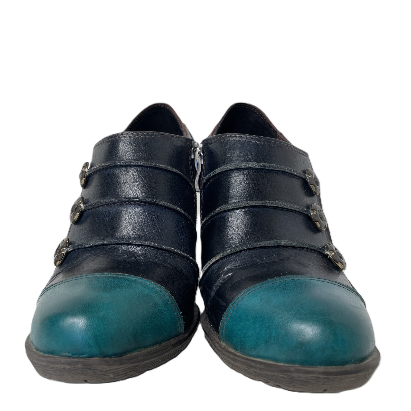 Spring Step L’artiste Booties 38/7.5-8 Blueberry Retro Colorblock Steampunk Boho