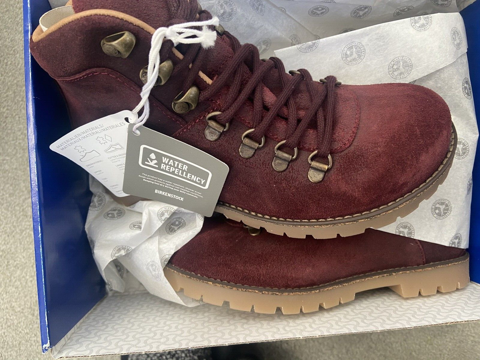 Birkenstock Jackson Burgundy Suede Boots Water Resistant 36 5 5.5 M-N