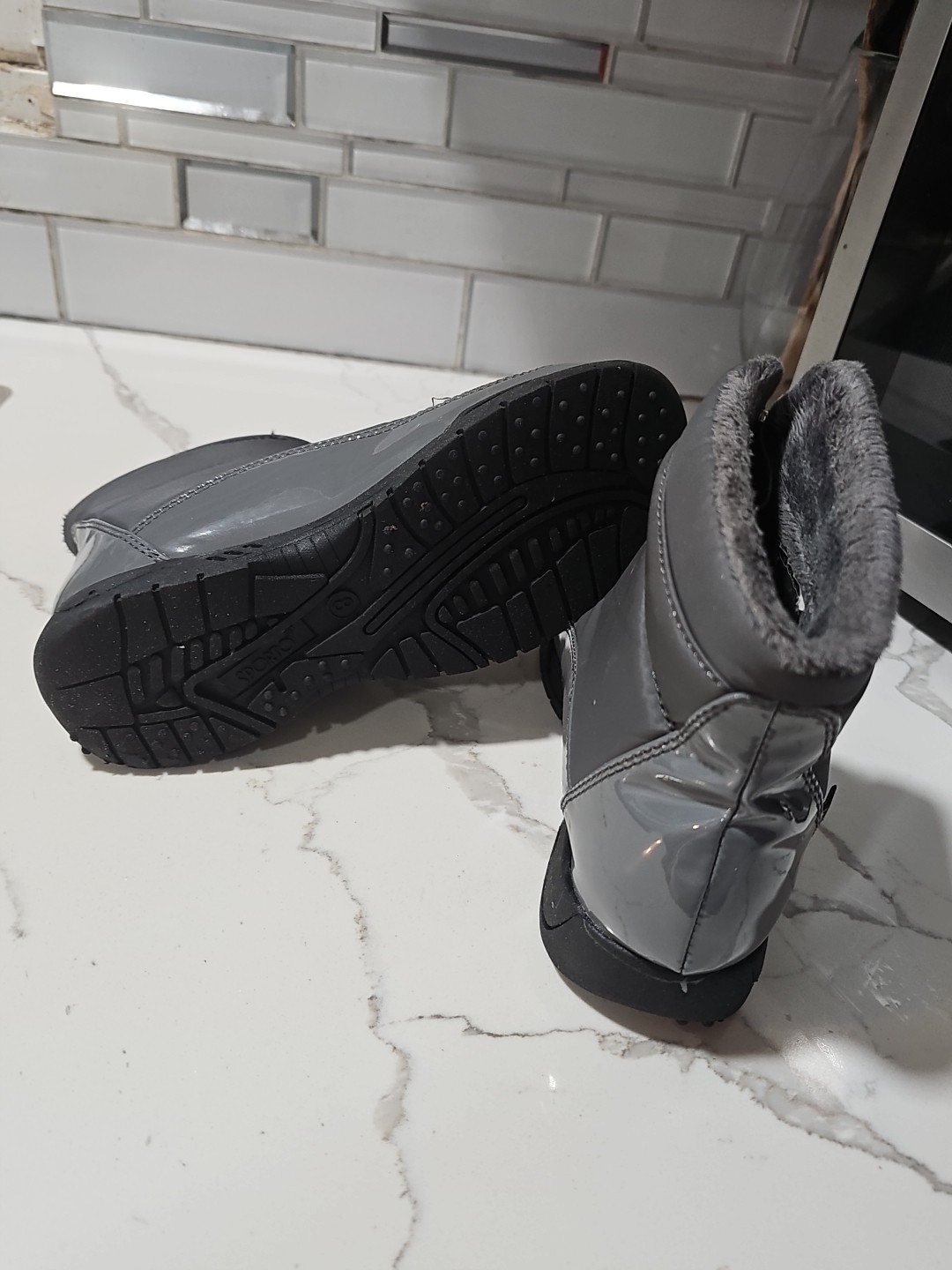 Gray Zippered Winter Boots
