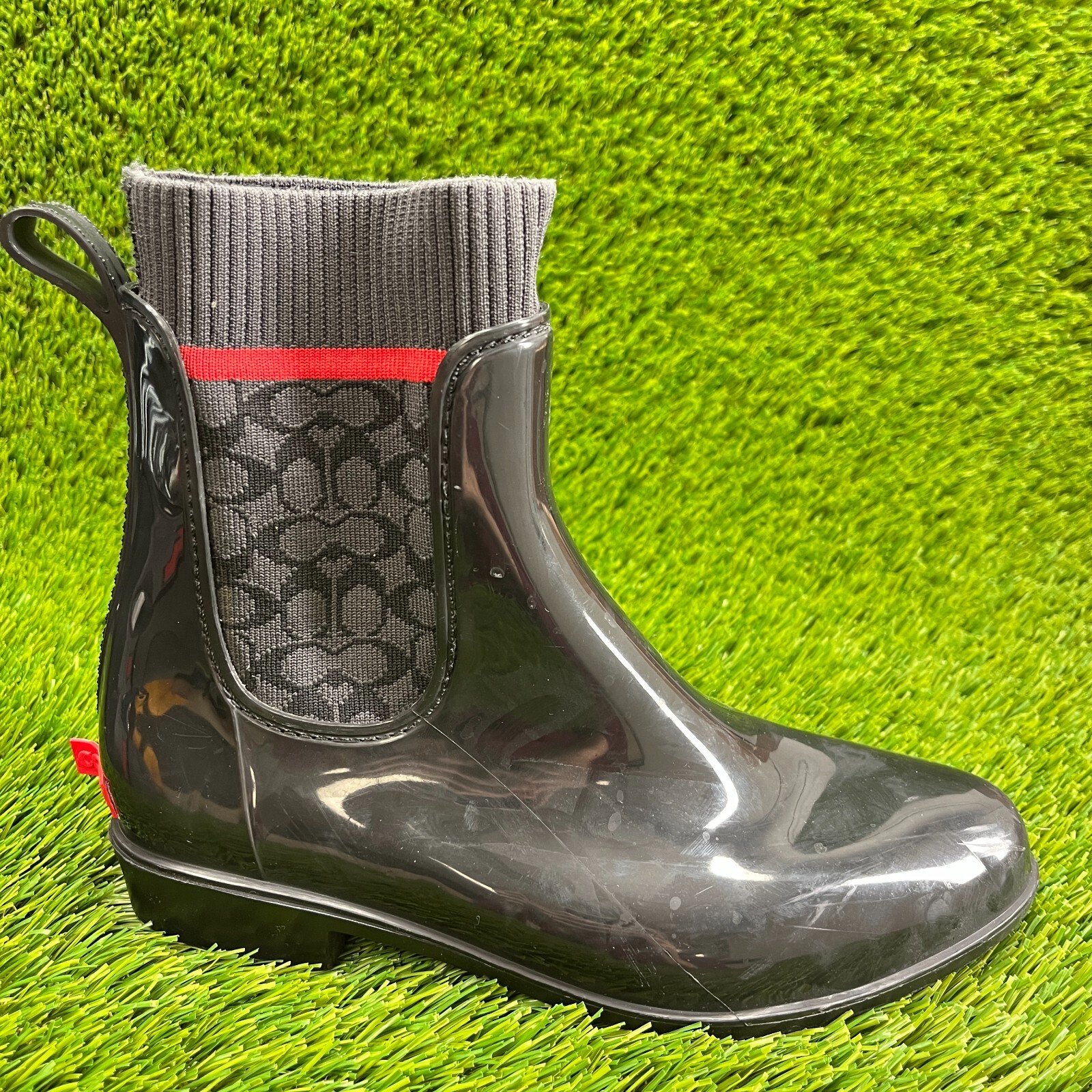 Coach Rivington Womens Size 7 Black Casual Outdoor Pull On Rubber Rain Boots