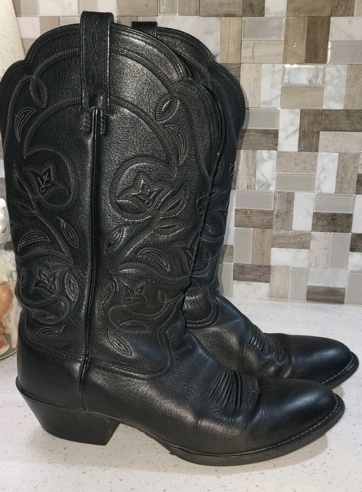 Ariat Heritage Western R Toe Black Leather Cowboy Boots Women’s Style Size 8B