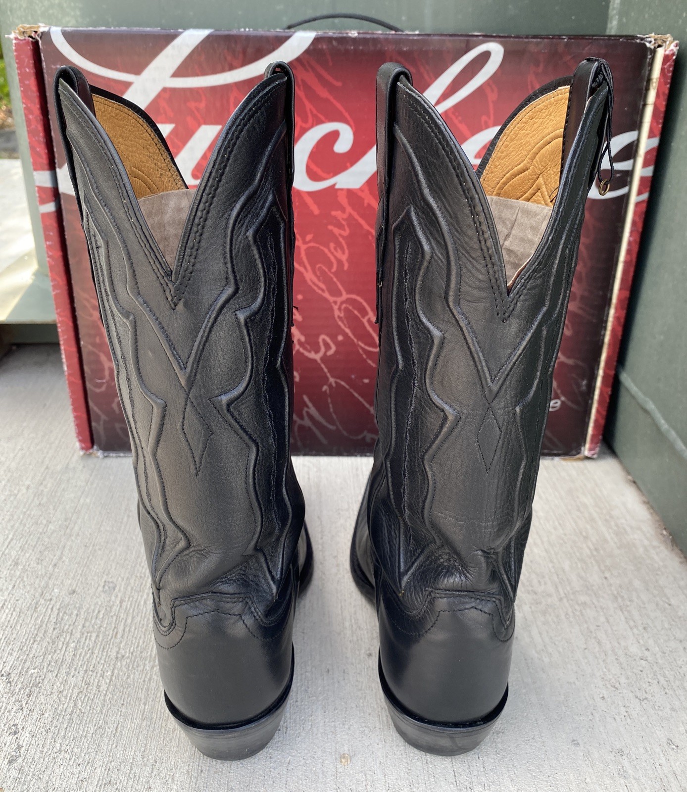 EUC Lucchese 5006 S54 Grace Black Ranch Hand Leather Western Cowboy Boots 6 B