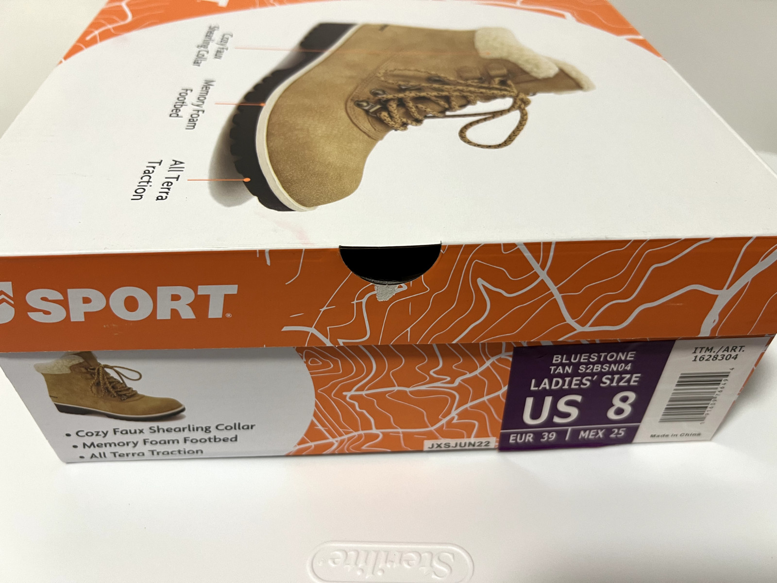 JSport Bluestone Women Tan Boot Memory Foam Cozy Faux All Terra size US 8 10 11