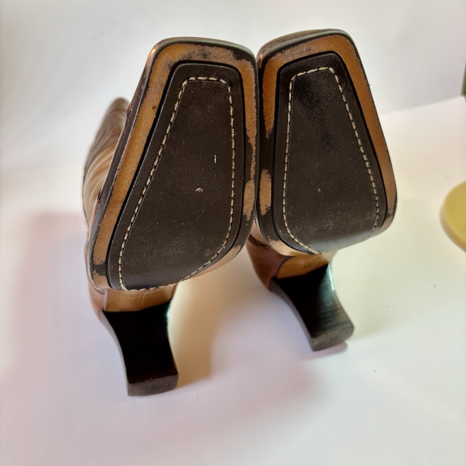 Liz Claiborne Boots 6.5 Short Mid Calf Leather Brown Patchwork 9” Shaft Height