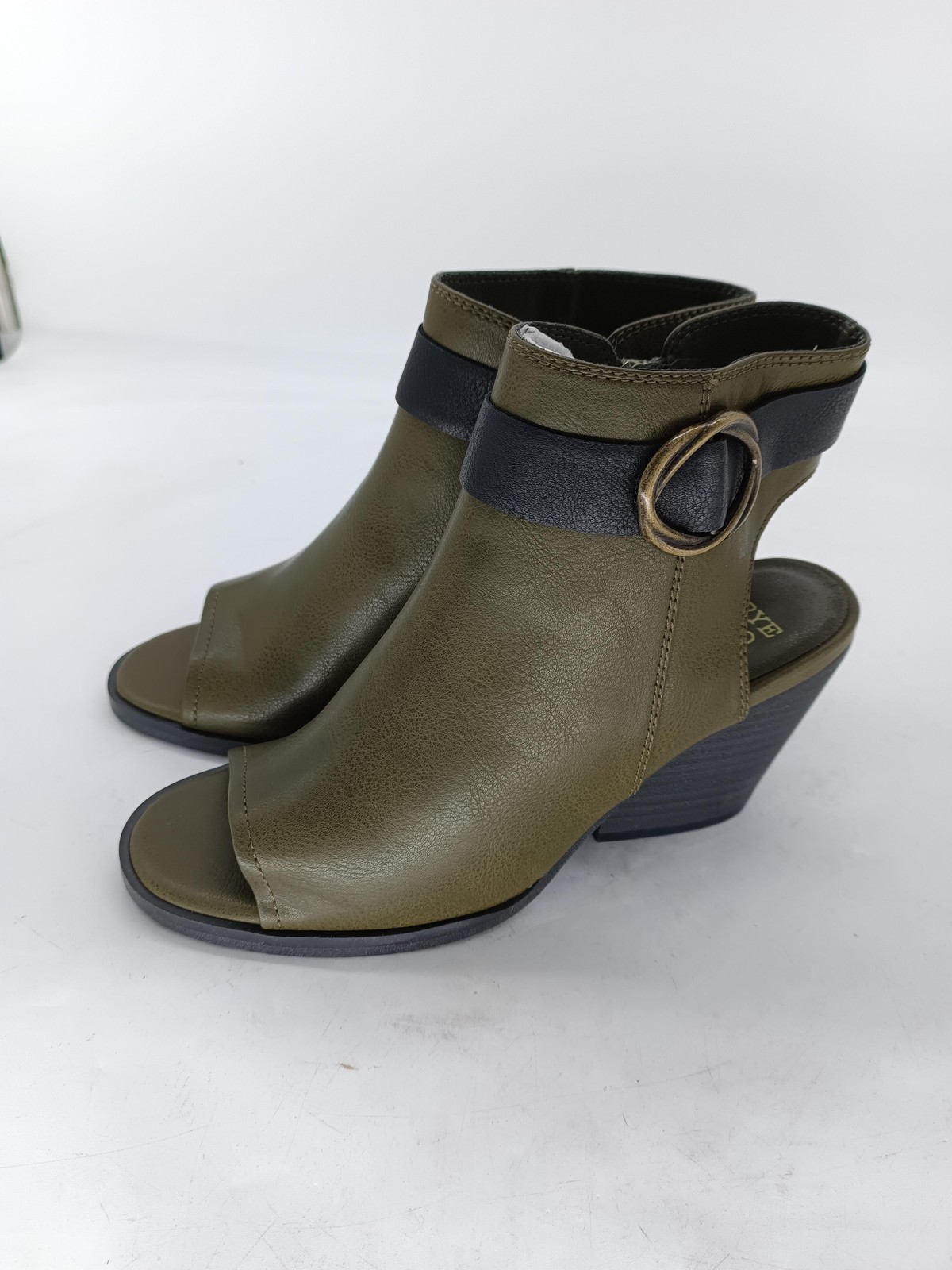 Frye & Co Boots Womens 6 Green Giavanna Open Toe Ankle Wedge Booties Zip s4