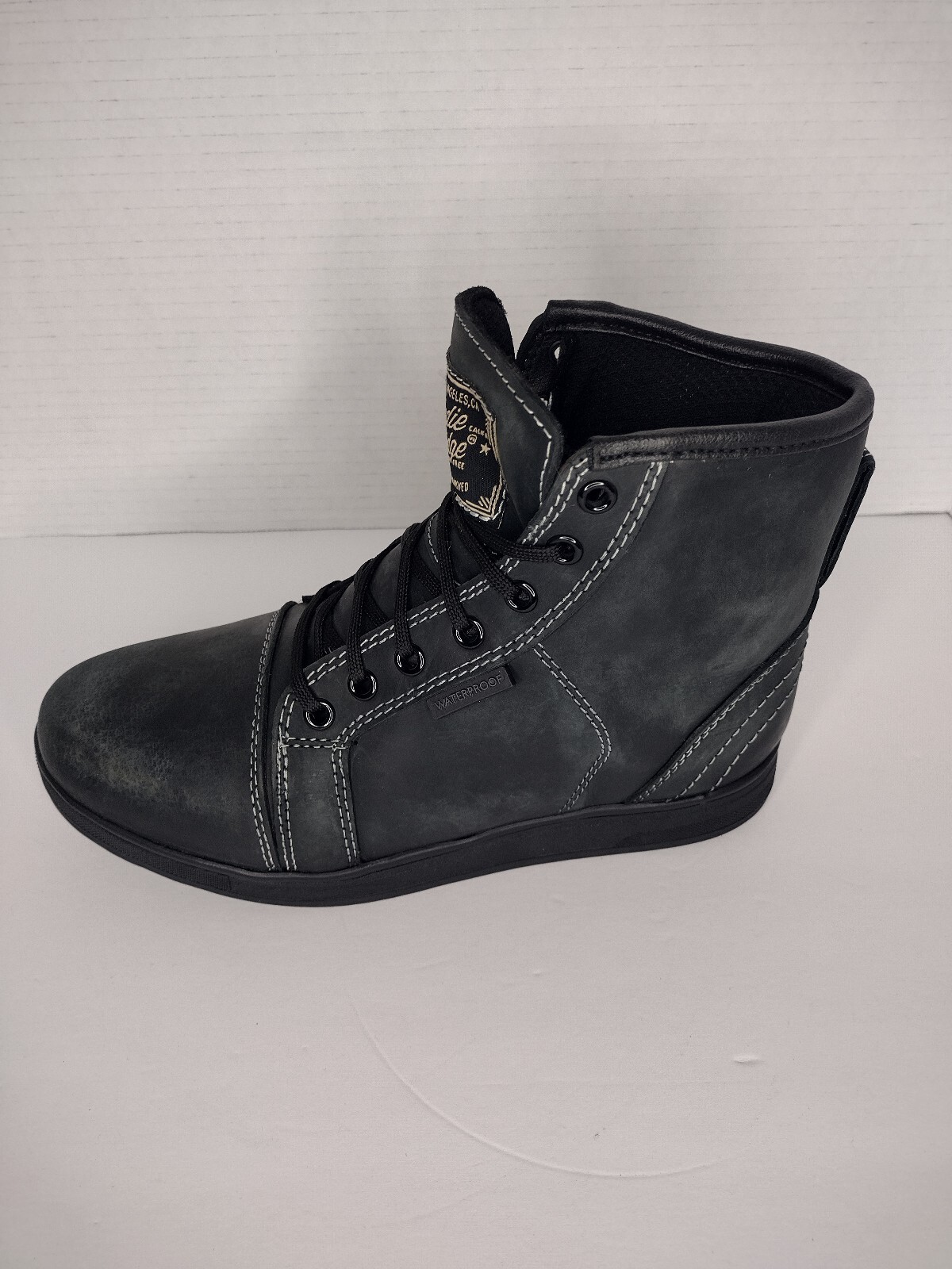 Indie Ridge Womens Blk Leather Motorcycle Boots The Knight 5.0 Ventilated Size 7
