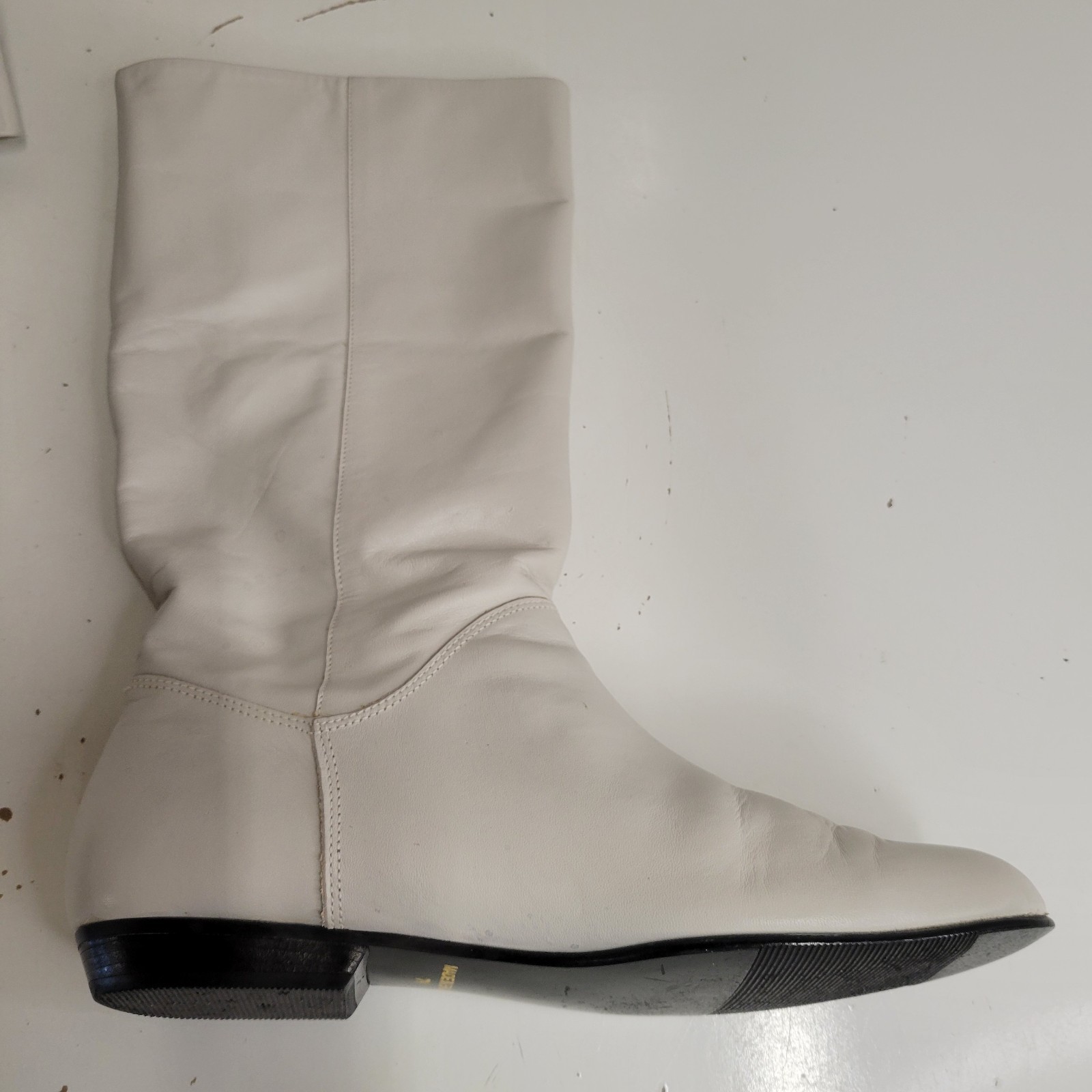 Vtg Cobbie Leather Slouch Boots Ivory Cream Women’s 7N Brazil