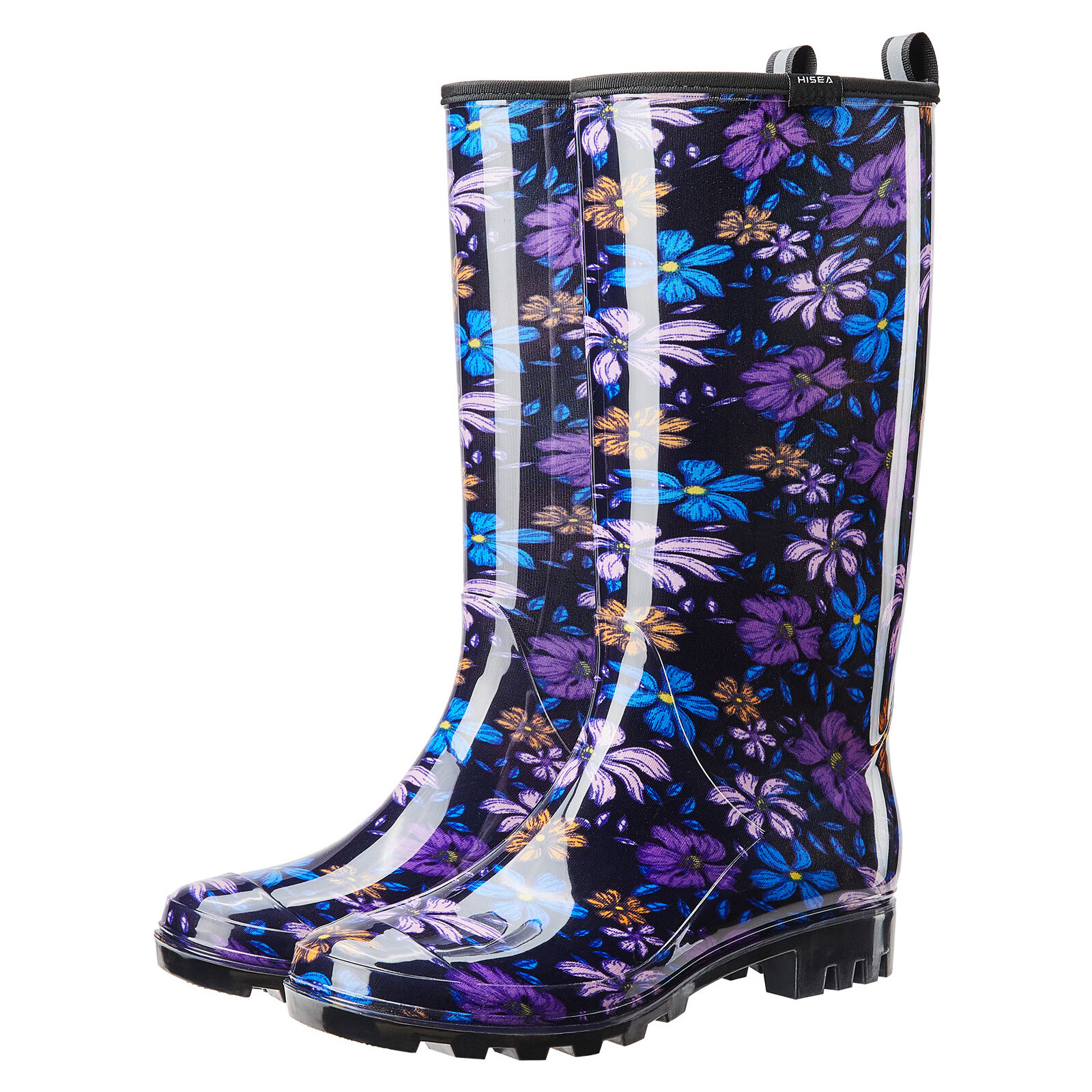 HISEA Women Knee High Rain Boots Waterproof Garden Shoes Colorful Printed Wellie