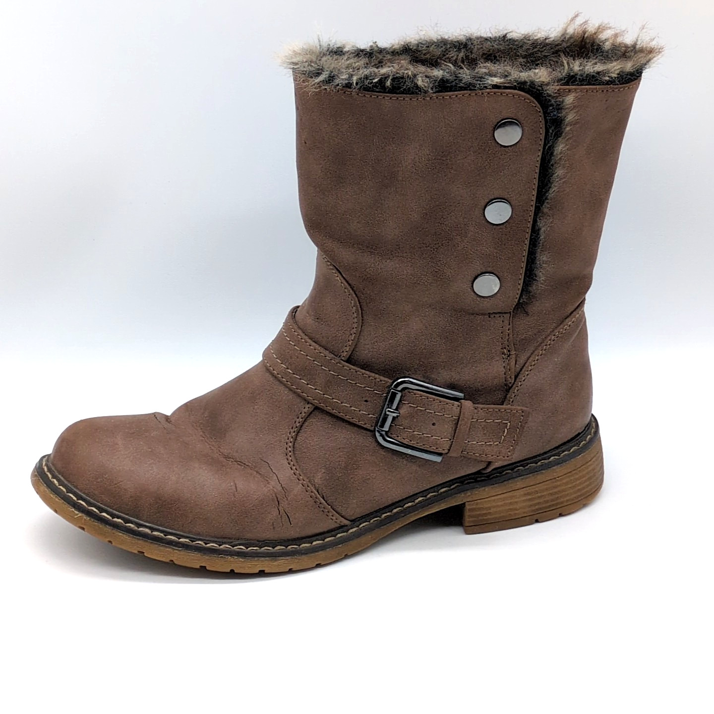 Patrizia by Spring Step Shoes Womens Brown EUR 40 Fur Lined Winter Boots Snaps
