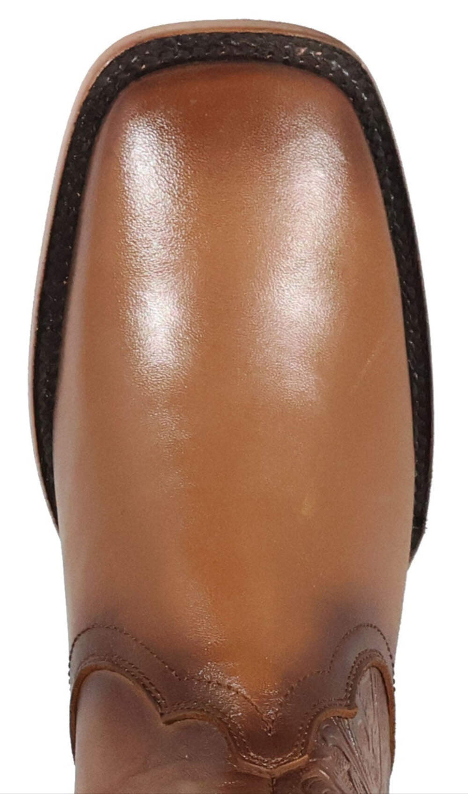 Women Genuine Leather Nelly Tooled Wide Square Toe Honey Short Boots Handcrafted