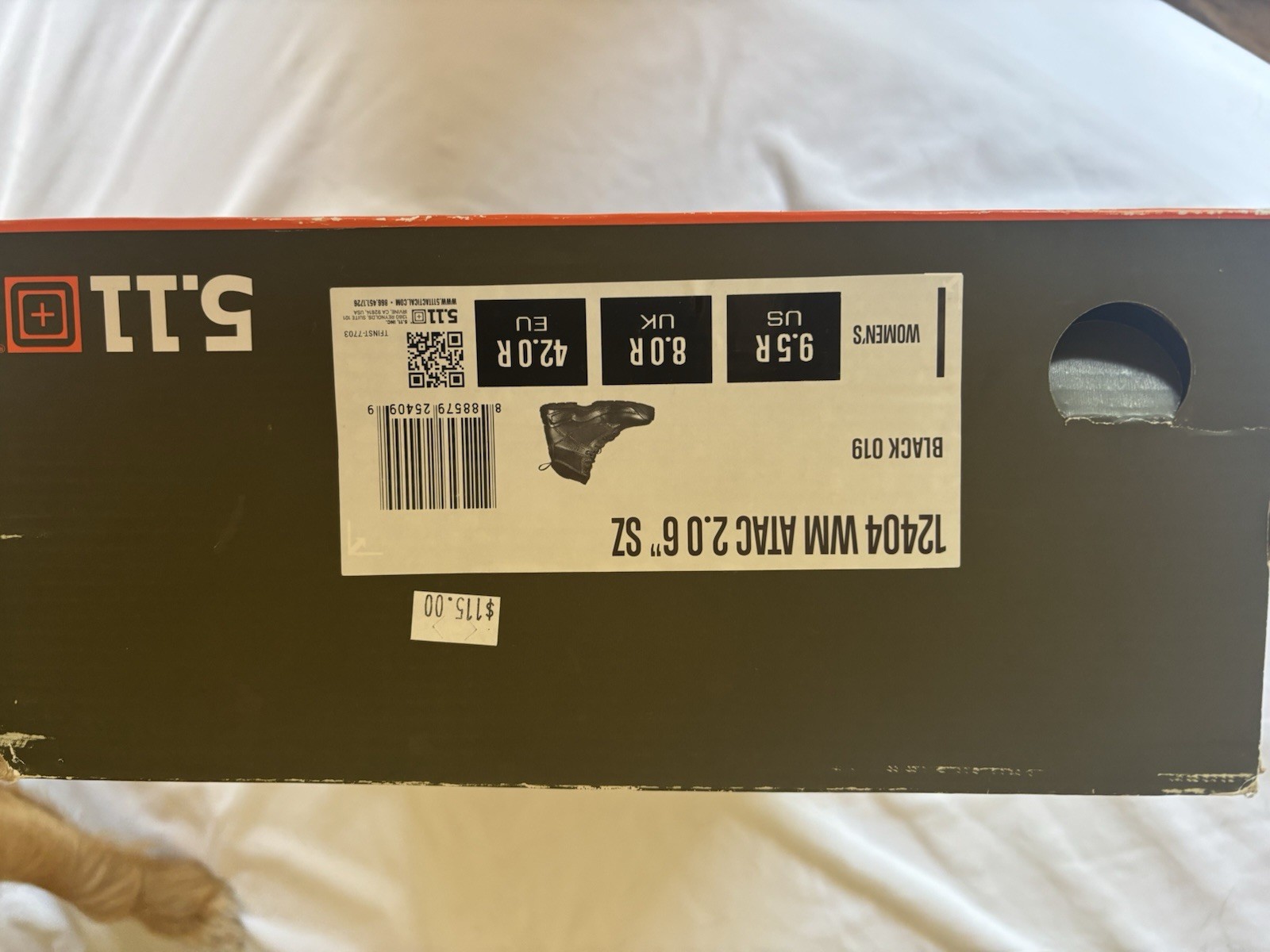 Size 9.5 5.11 Tactical Women’s ATAC 2.0 6″ Side Zip Black Leather Quarter Boots