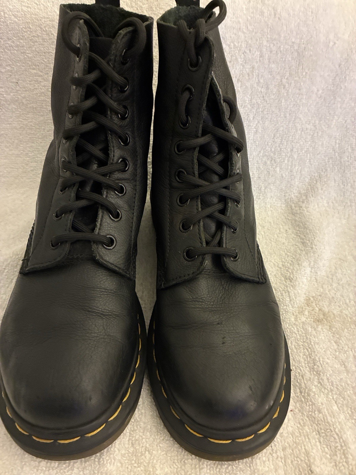 Dr. Martens 1460 Mono Black Leather Lace-Up Combat Ankle Boots Women US 8