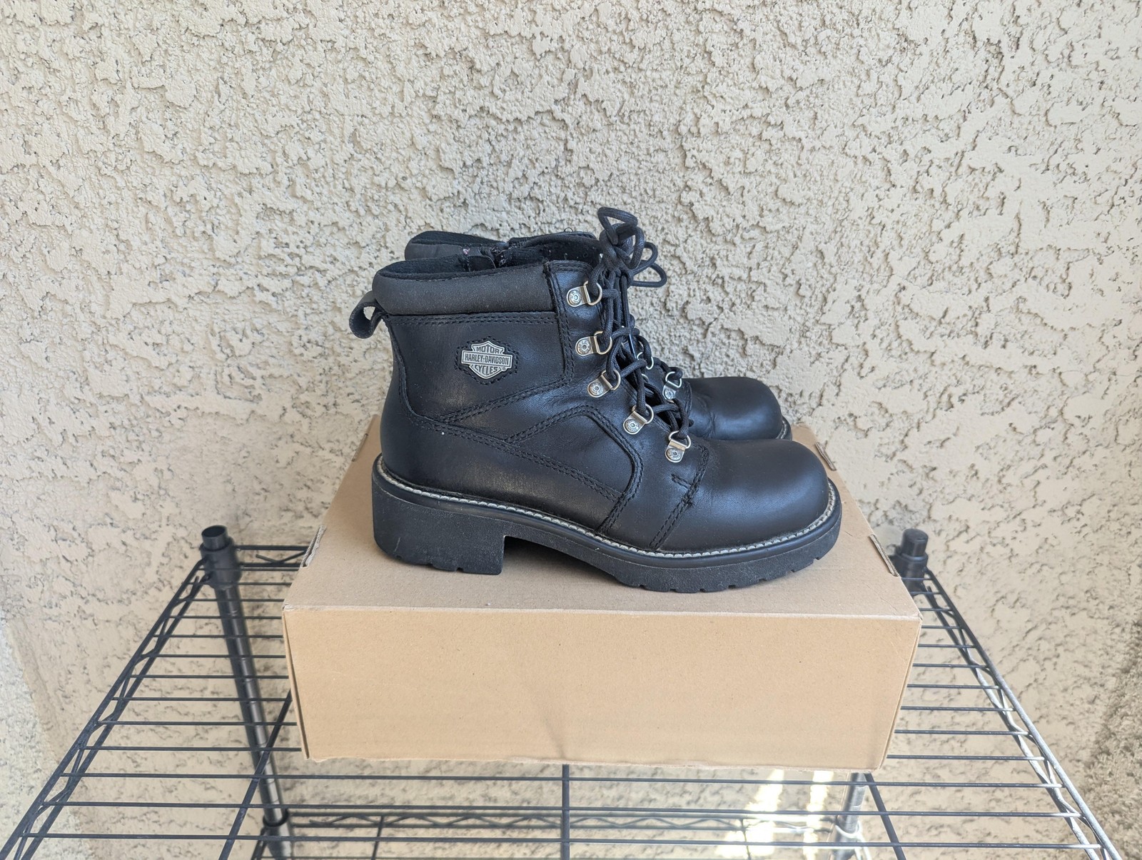 Harley-Davidson Boots Womens 9 Black Leather Ankle Zip Motorcycle Express Lane